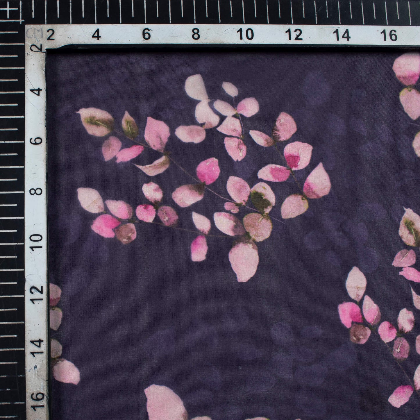 Purple And Pink Floral Pattern Digital Print Organza Satin Fabric