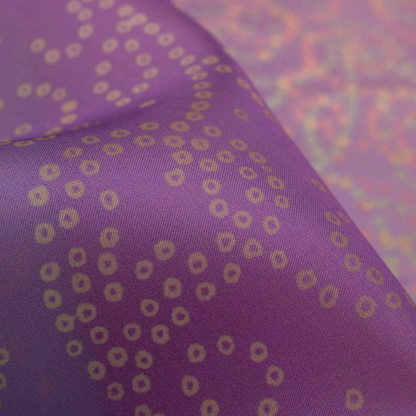 Persian Blue And Beige Bandhanii Pattern Digital Print Organza Satin Fabric