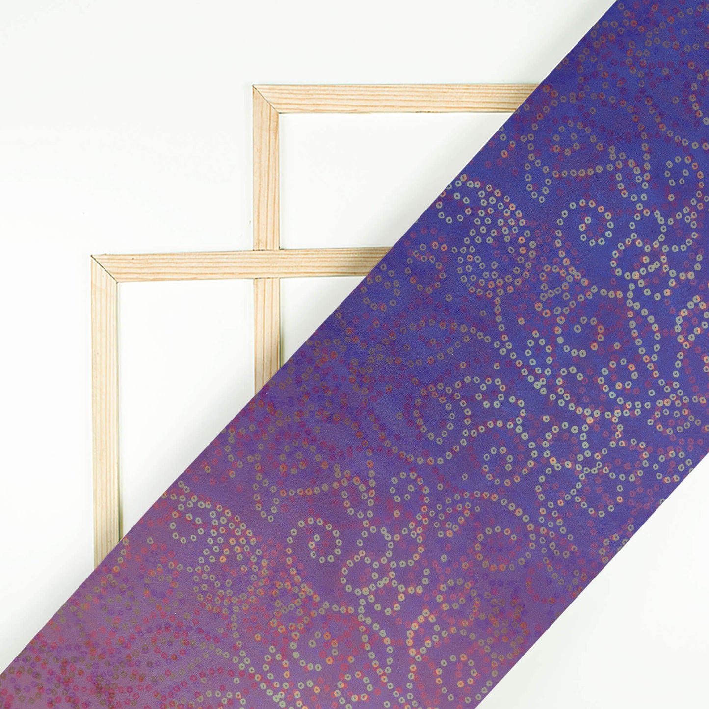 Persian Blue And Beige Bandhanii Pattern Digital Print Organza Satin Fabric