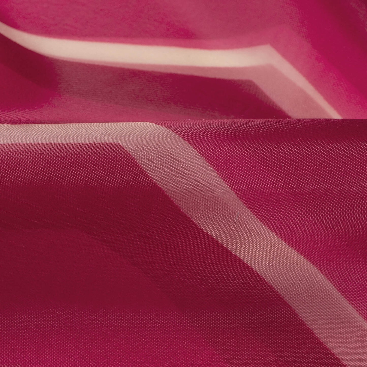 Cerise Pink And White Chevron Pattern Digital Print Organza Satin Fabric
