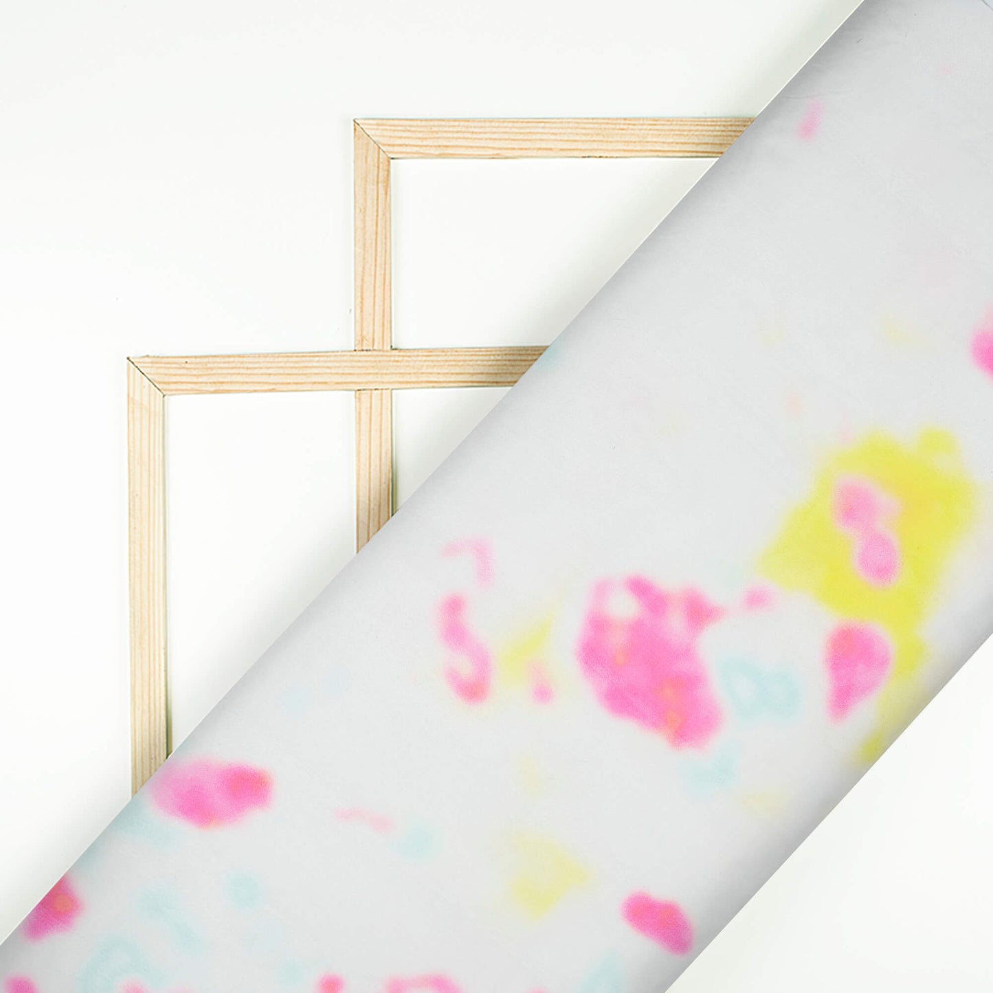 White And Pink Abstract Pattern Digital Print Premium Liquid Organza Fabric - Fabcurate