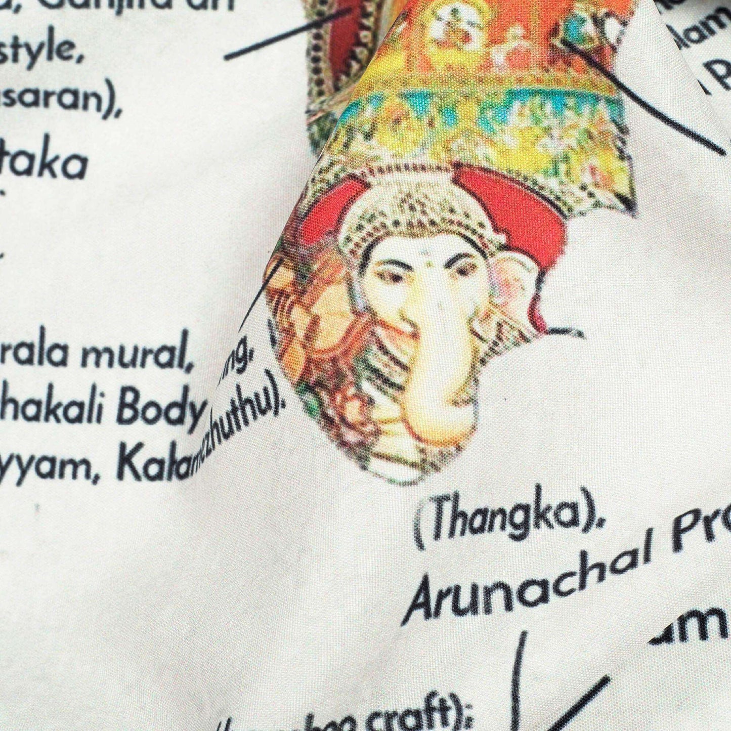 Oyster Cream And Black Map Pattern Digital Print Ultra Premium Butter Crepe Fabric - Fabcurate