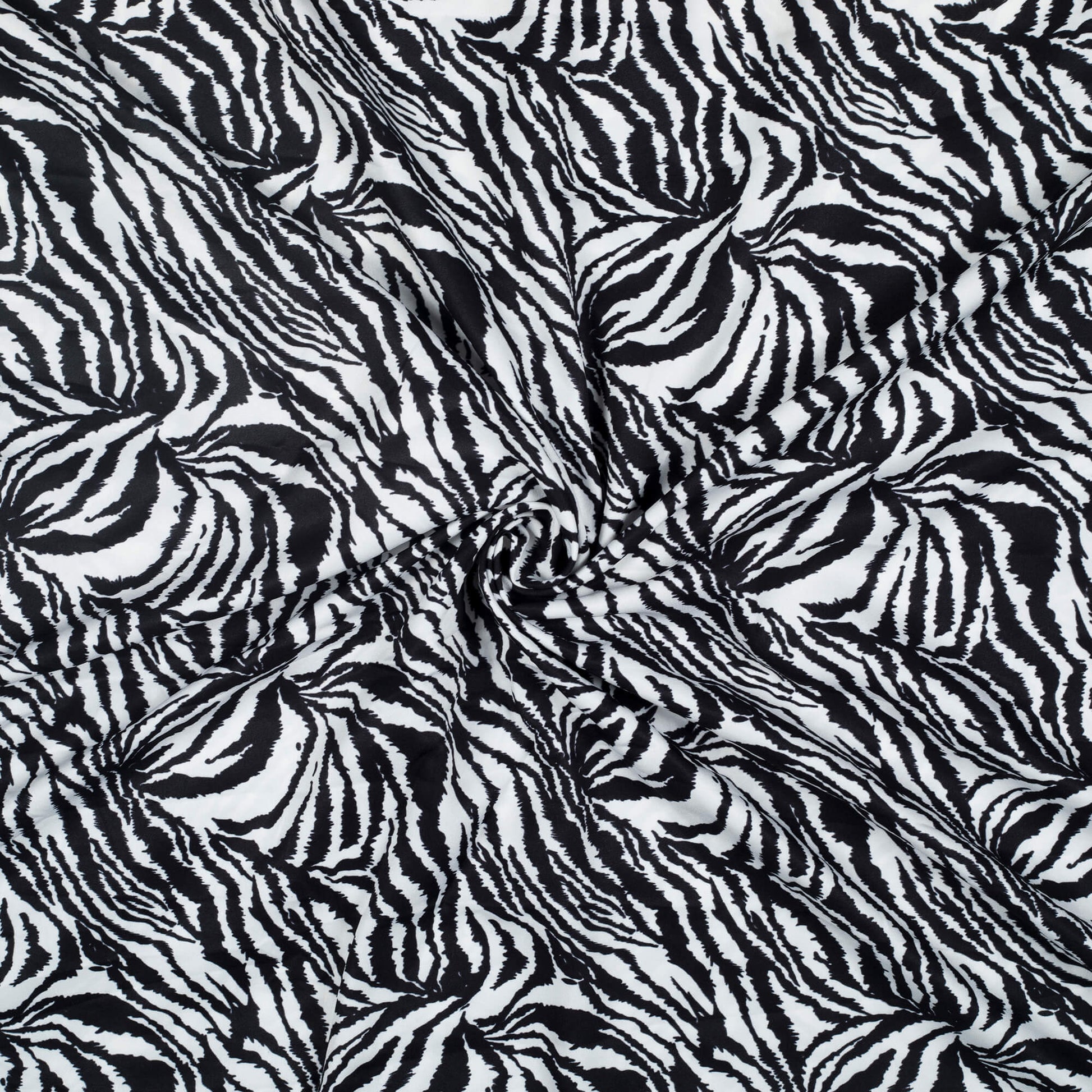 White And Black Animal Pattern Digital Print Ultra Premium Butter Crepe Fabric - Fabcurate