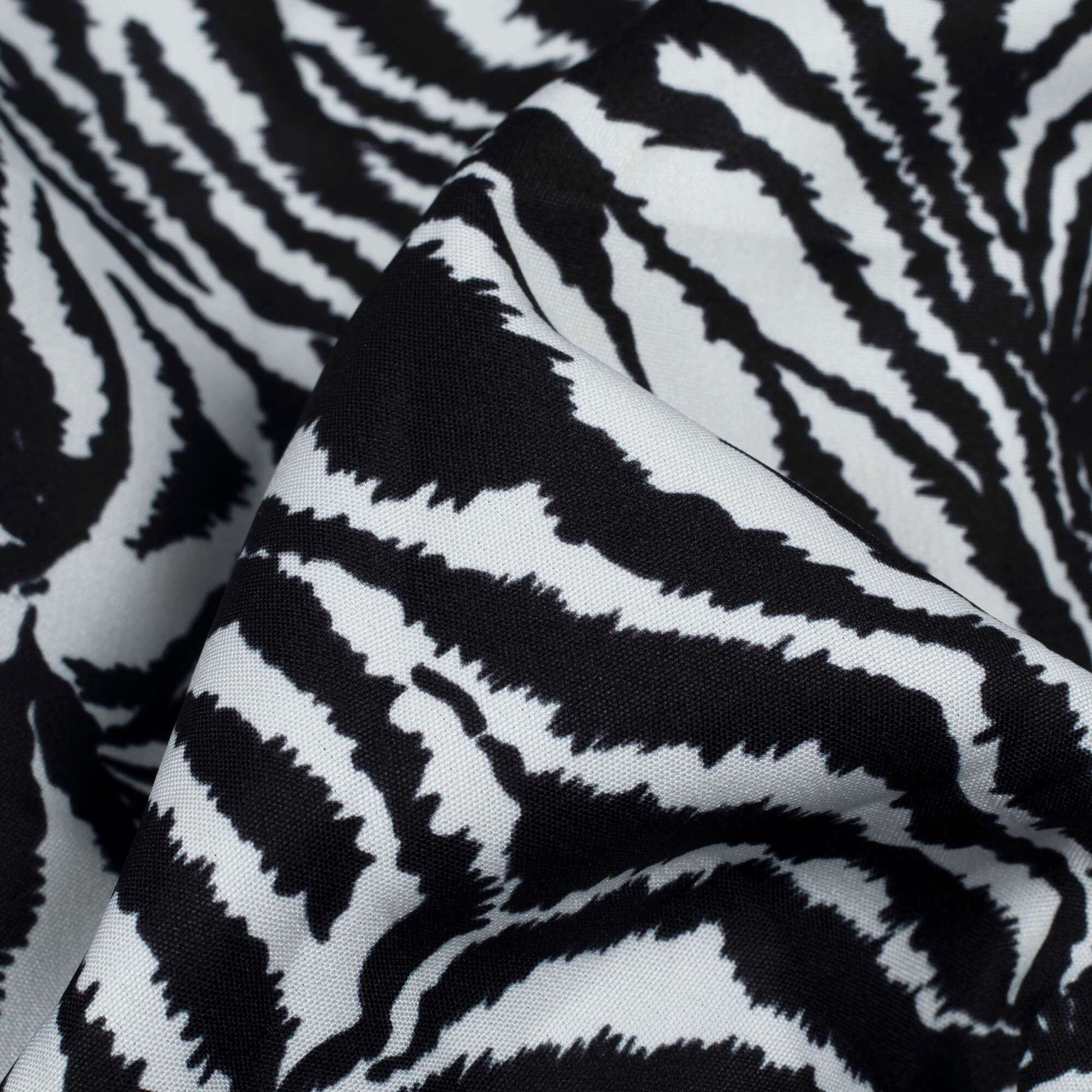 White And Black Animal Pattern Digital Print Ultra Premium Butter Crepe Fabric - Fabcurate