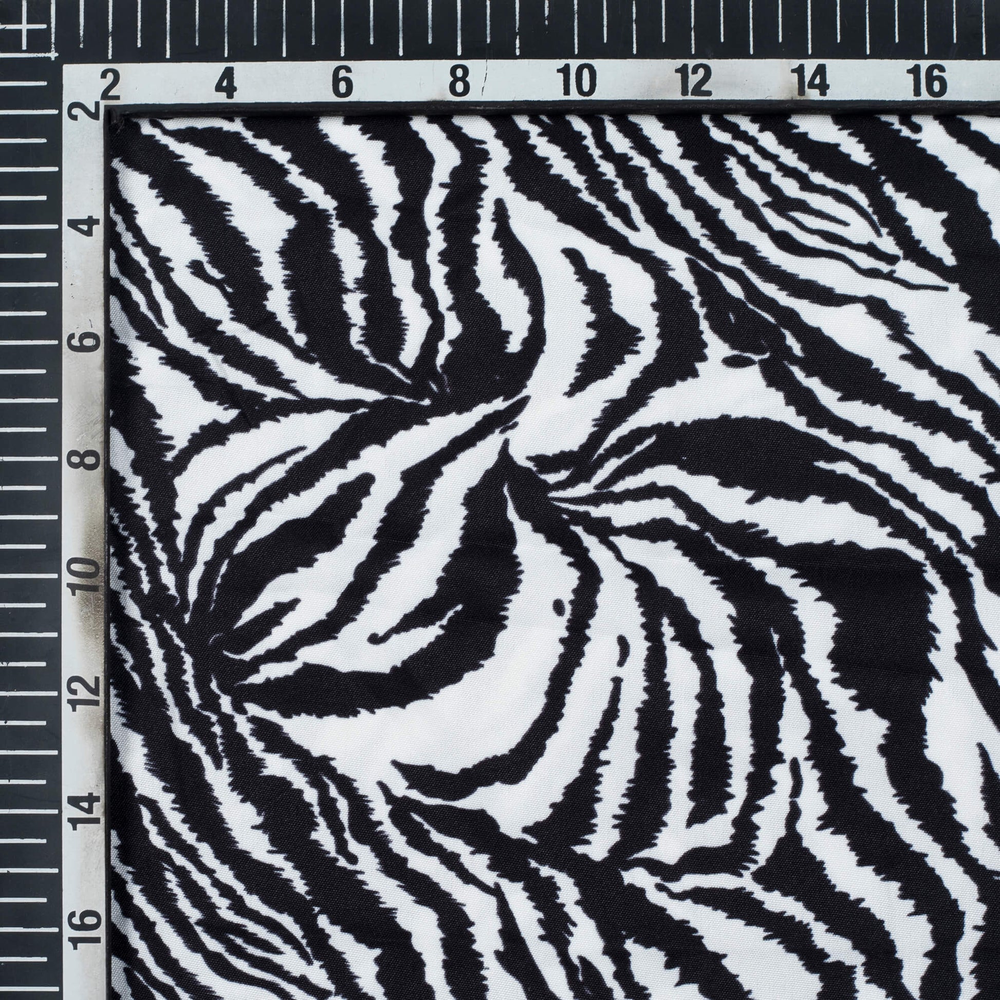 White And Black Animal Pattern Digital Print Ultra Premium Butter Crepe Fabric - Fabcurate