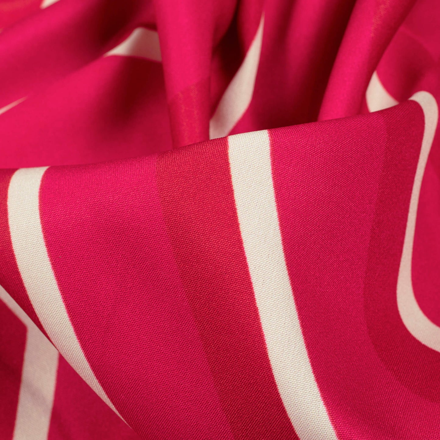 Magenta Pink And Cream Chevron Pattern Digital Print Ultra Premium Butter Crepe Fabric - Fabcurate