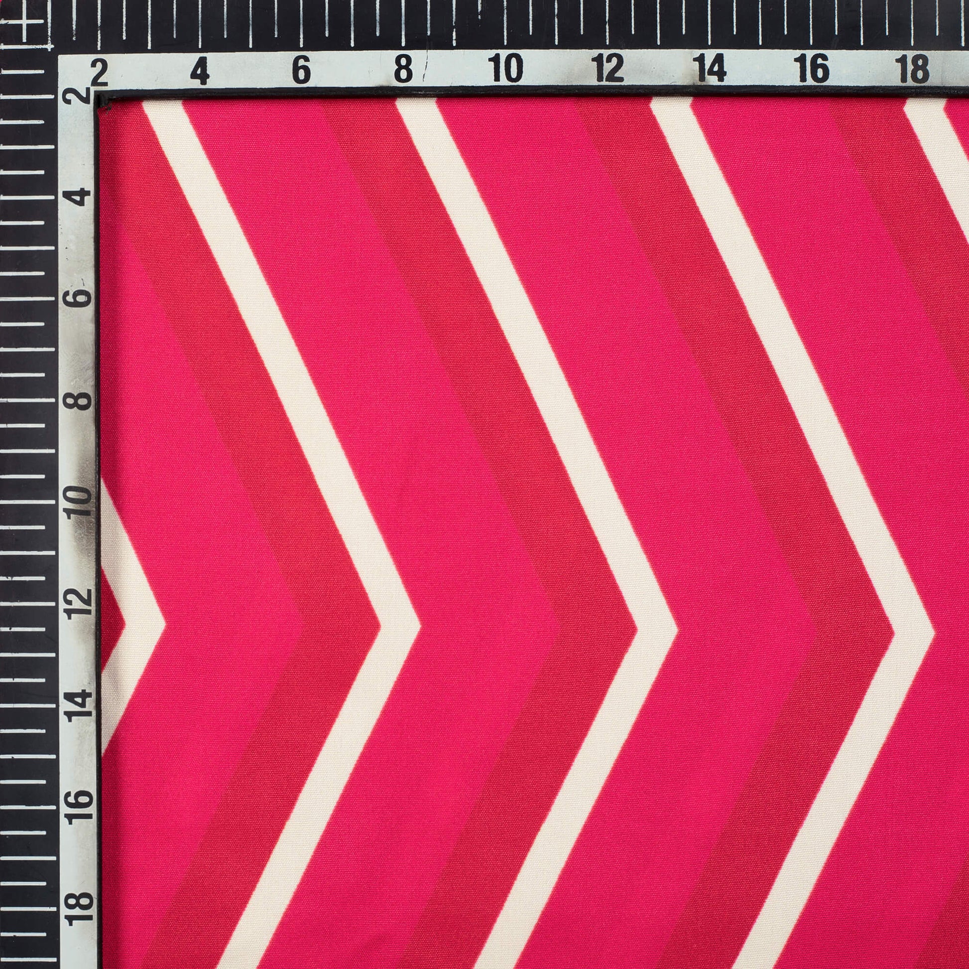 Magenta Pink And Cream Chevron Pattern Digital Print Ultra Premium Butter Crepe Fabric - Fabcurate