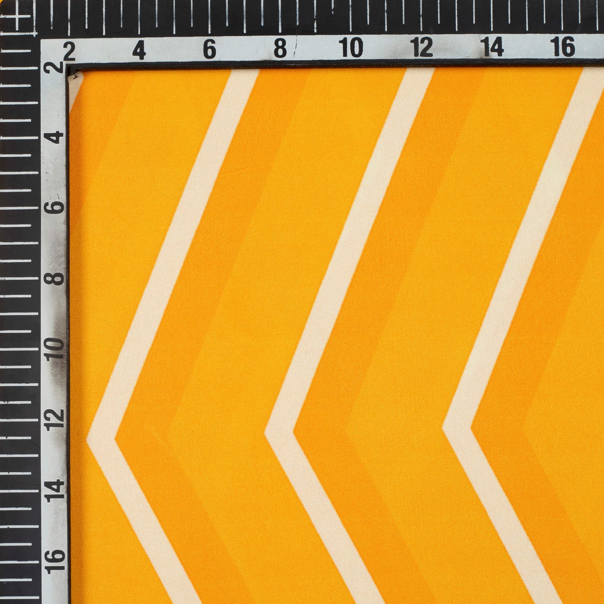 Honey Yellow And Cream Chevron Pattern Digital Print Ultra Premium Butter Crepe Fabric - Fabcurate