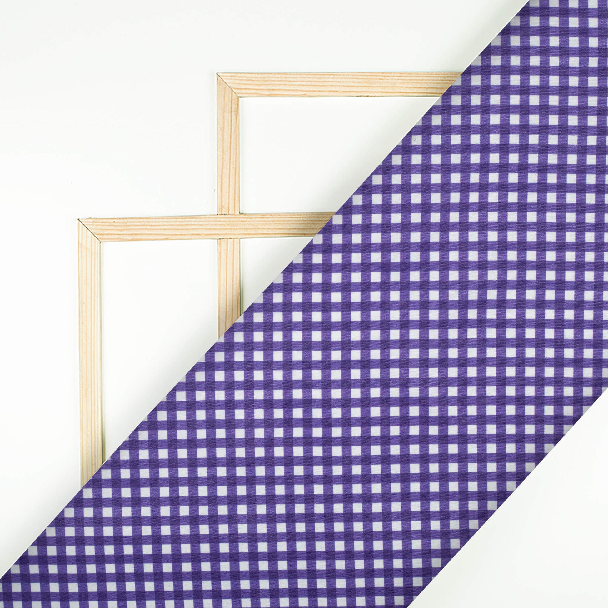Rose Purple And White Checks  Pattern Digital Print Ultra Premium Butter Crepe Fabric - Fabcurate