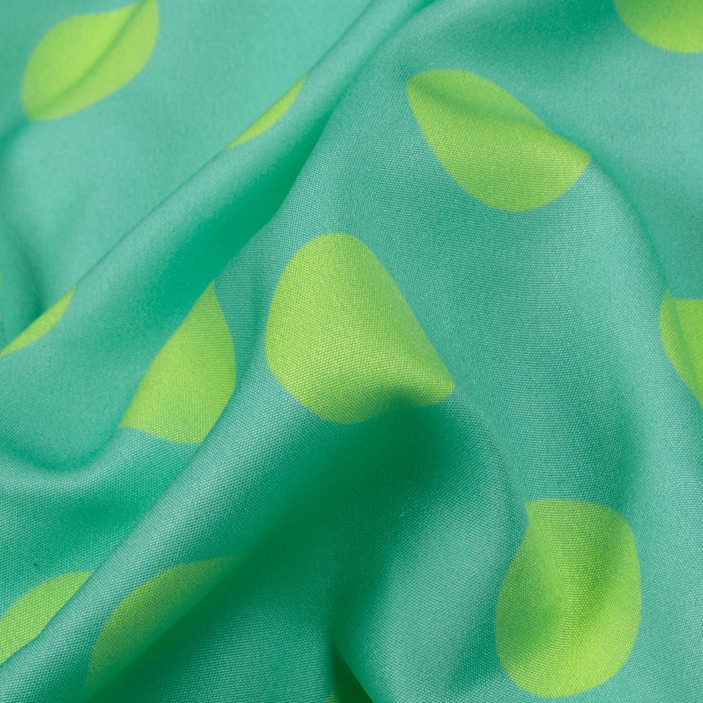 Tiffany Blue And Liril Green Polka Dots Pattern Digital Print Ultra Premium Butter Crepe Fabric - Fabcurate