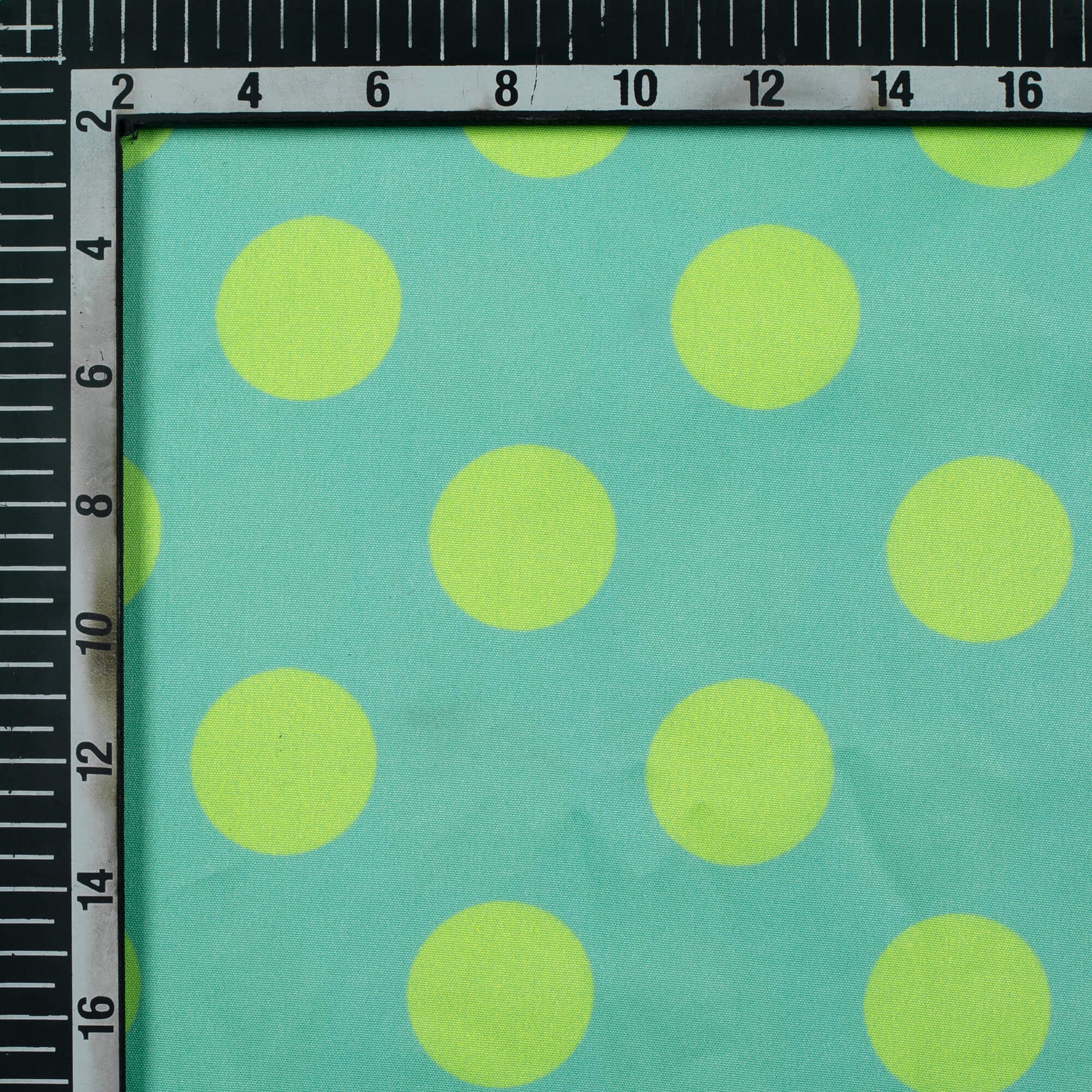 Tiffany Blue And Liril Green Polka Dots Pattern Digital Print Ultra Premium Butter Crepe Fabric - Fabcurate
