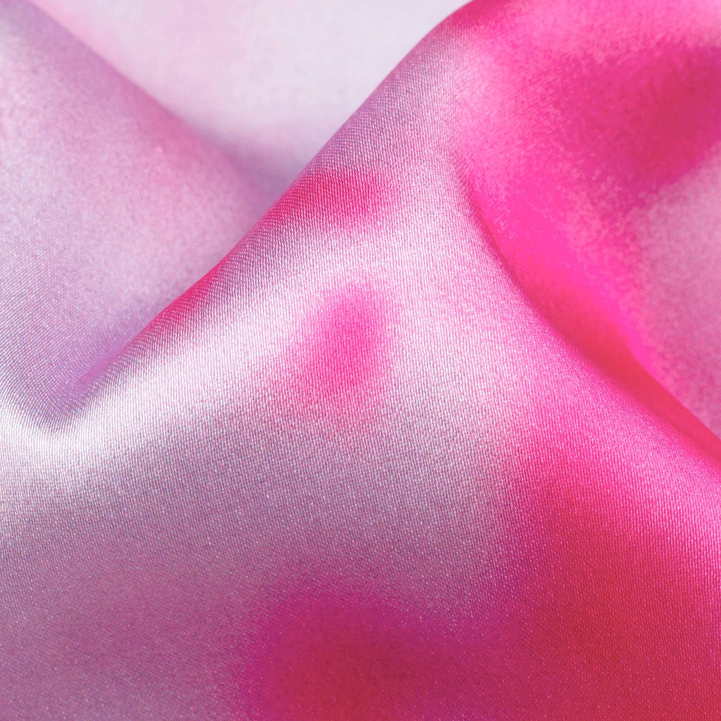 White And Pink Tye And Dye Pattern Digital Print Japan Satin Fabric