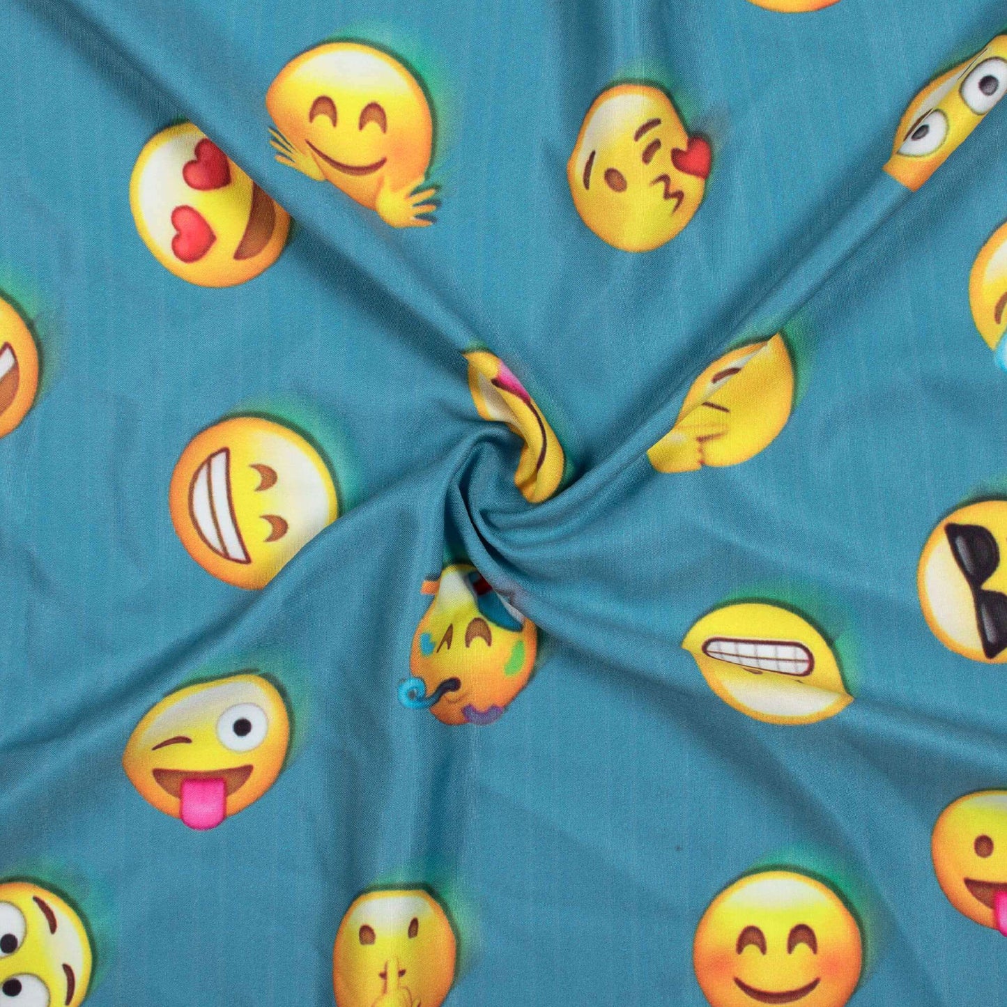 Bondi Blue Social Media Pattern Digital Print Ultra Premium Butter Crepe Fabric - Fabcurate