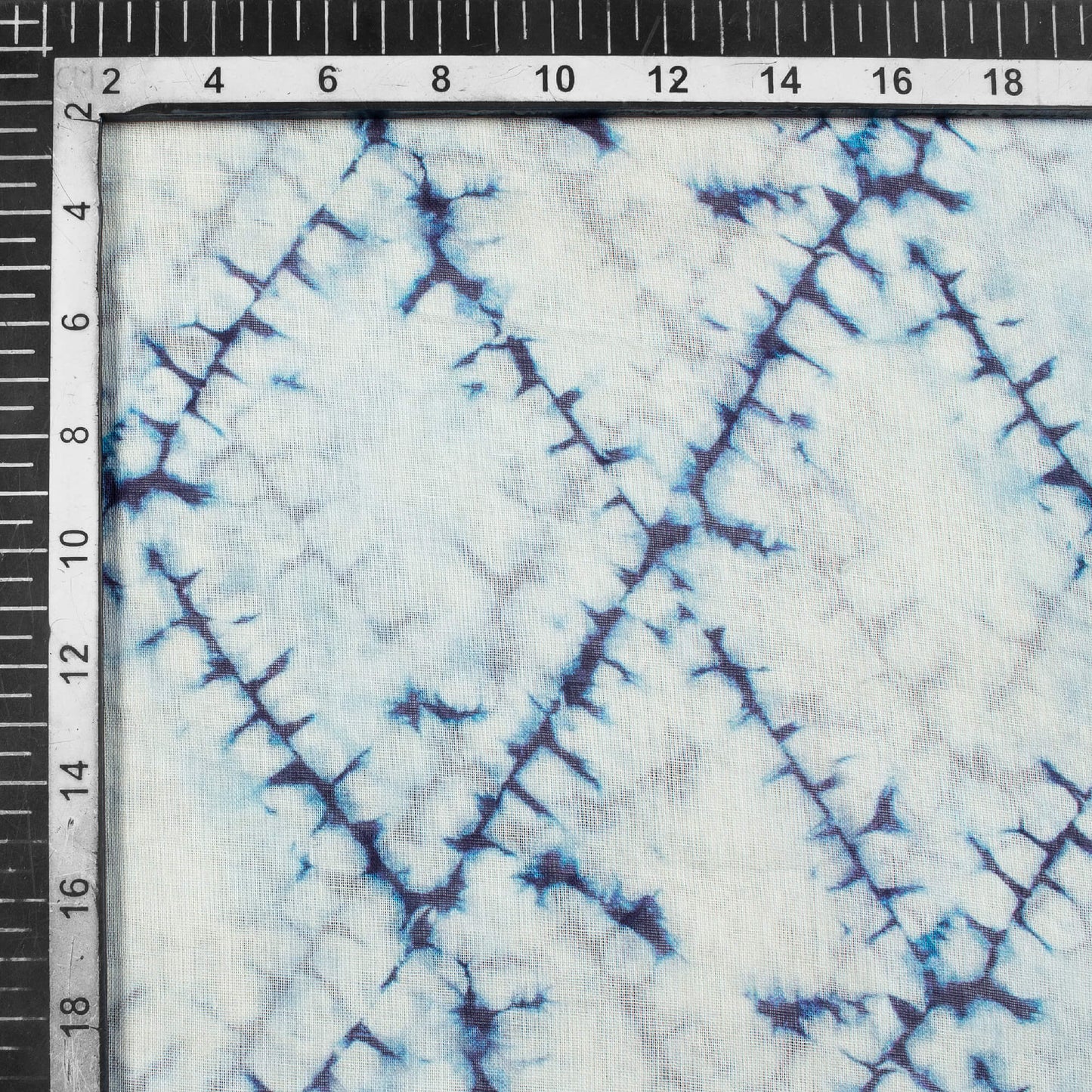 Sky Blue Shibori Pattern Digital Print Pure Cotton Mulmul Fabric - Fabcurate