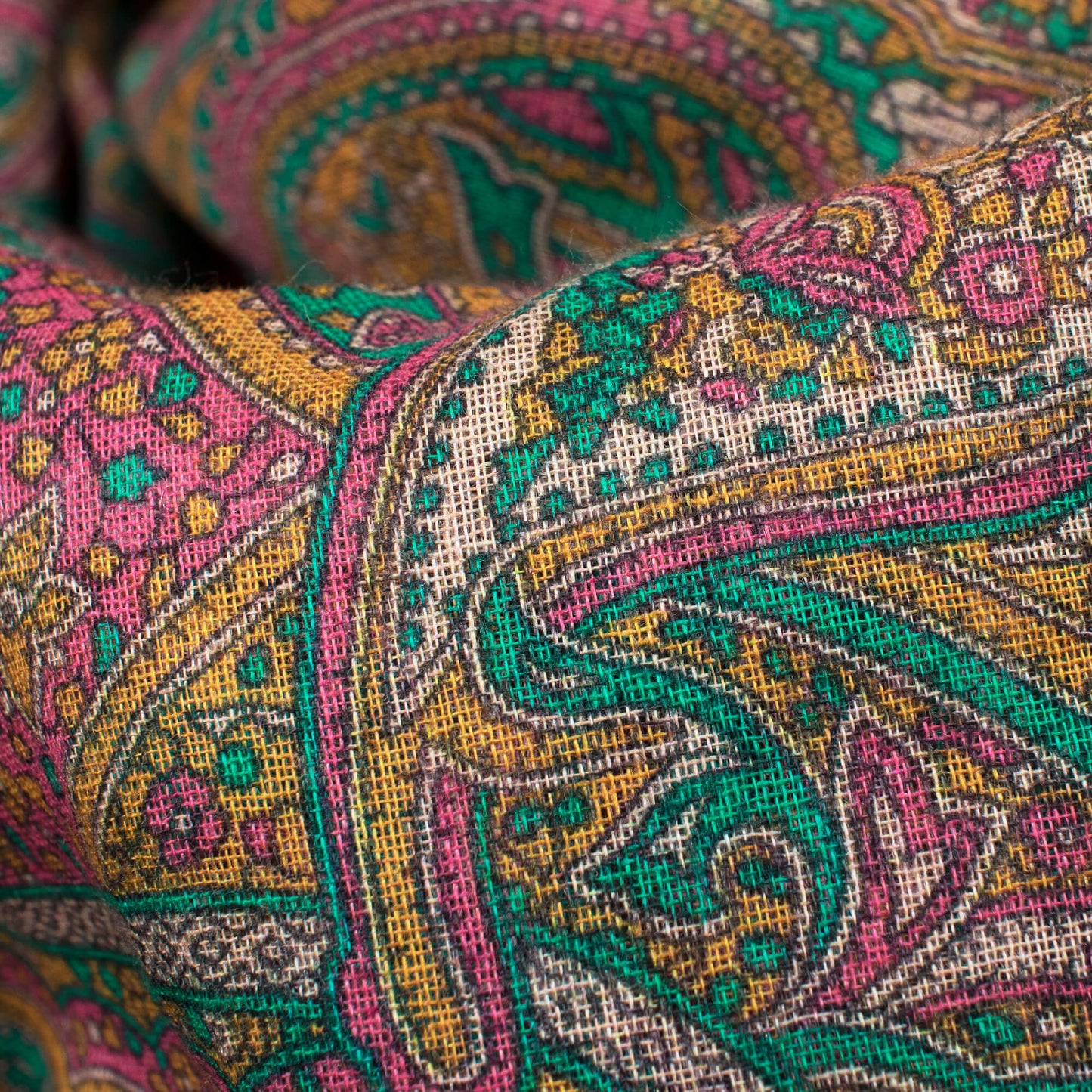 Mustard Yellow And Turquoise Blue Paisley Pattern Digital Print Pure Cotton Mulmul Fabric