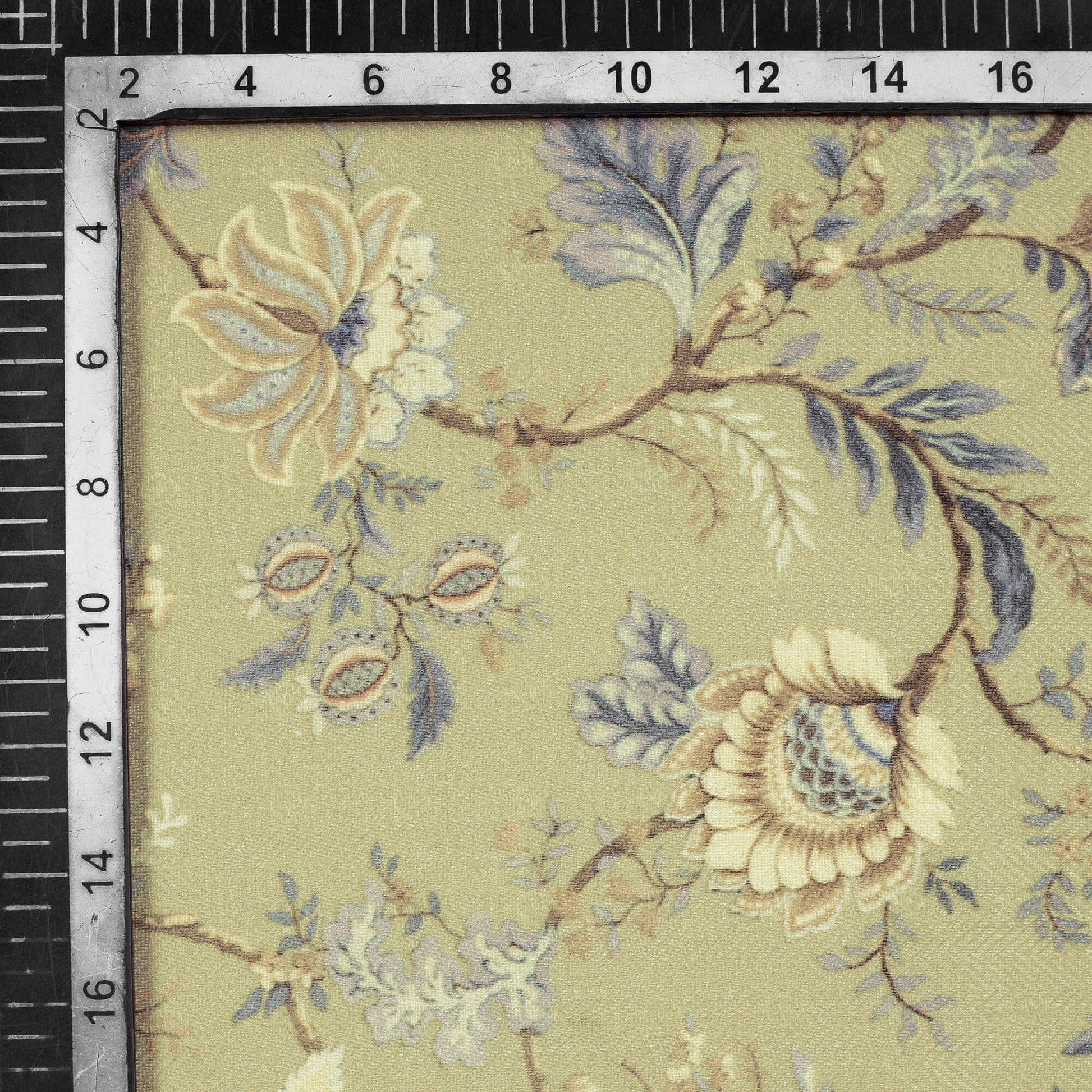 Beige Floral Pattern Digital Print Elegant Blend Pashmina Fabric - Fabcurate