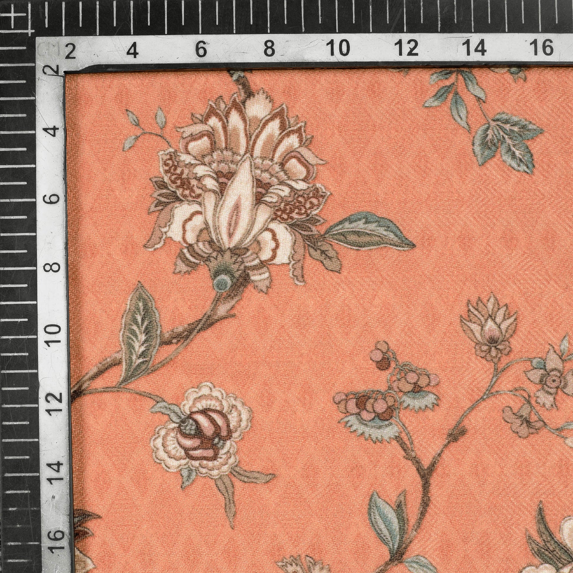 Sienna Brown Floral Pattern Digital Print Elegant Blend Pashmina Fabric - Fabcurate