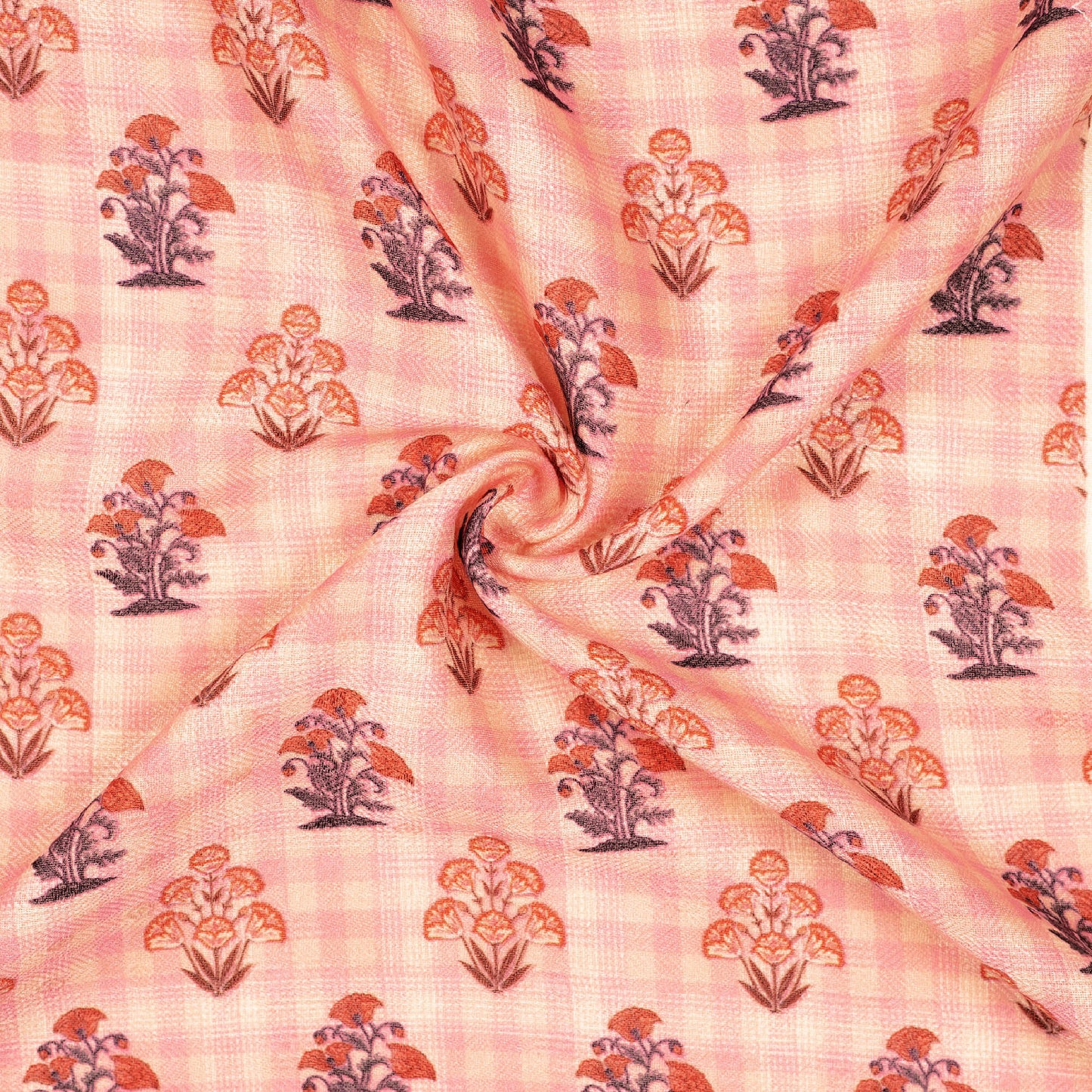 Pink Floral Pattern Digital Print Elegant Blend Pashmina Fabric