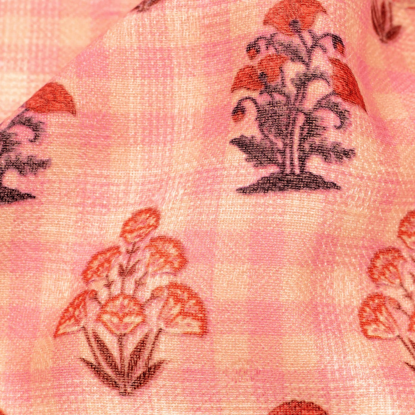 Pink Floral Pattern Digital Print Elegant Blend Pashmina Fabric