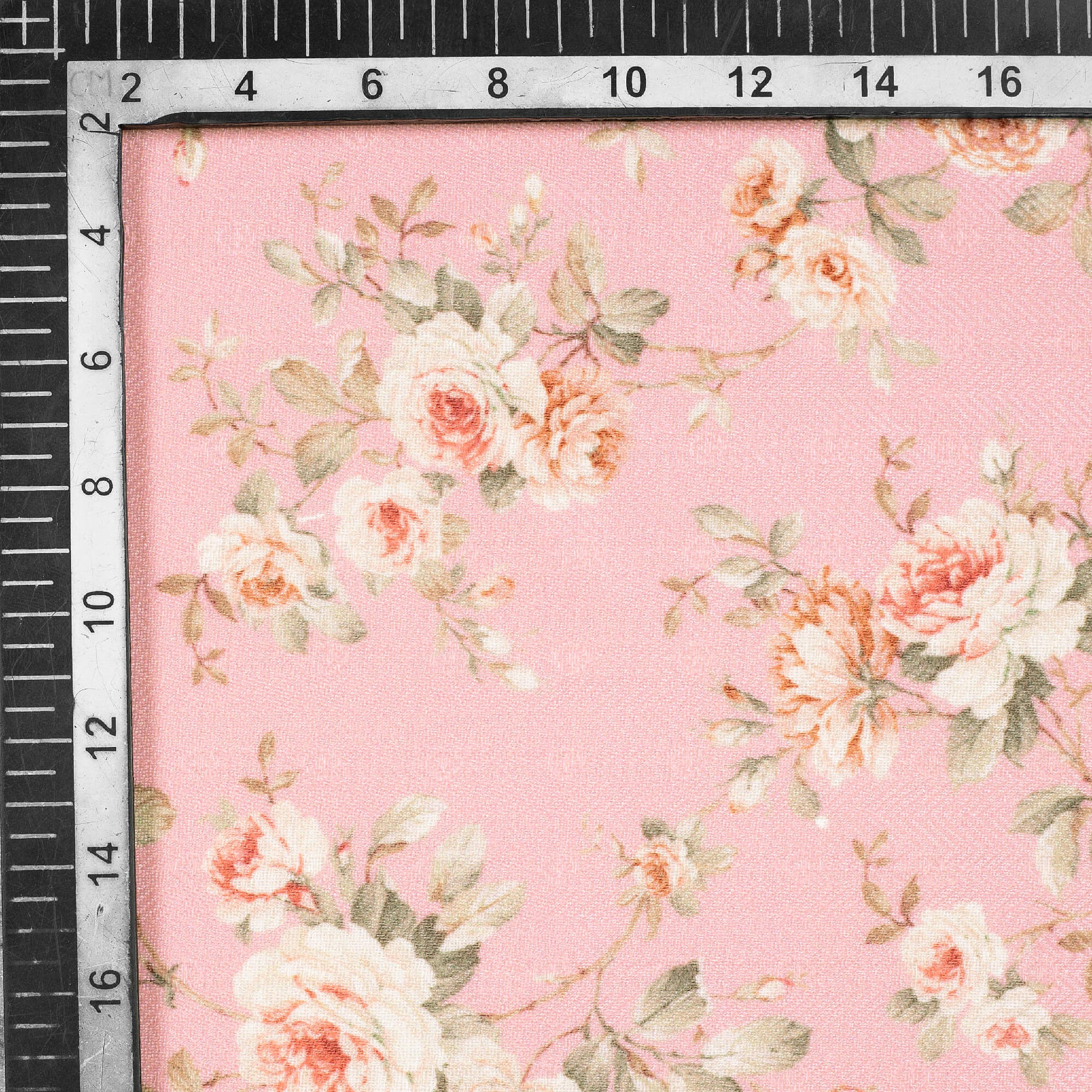 Lamonade Pink And Cream Floral Pattern Digital Print Elegant Blend Pashmina Fabric - Fabcurate