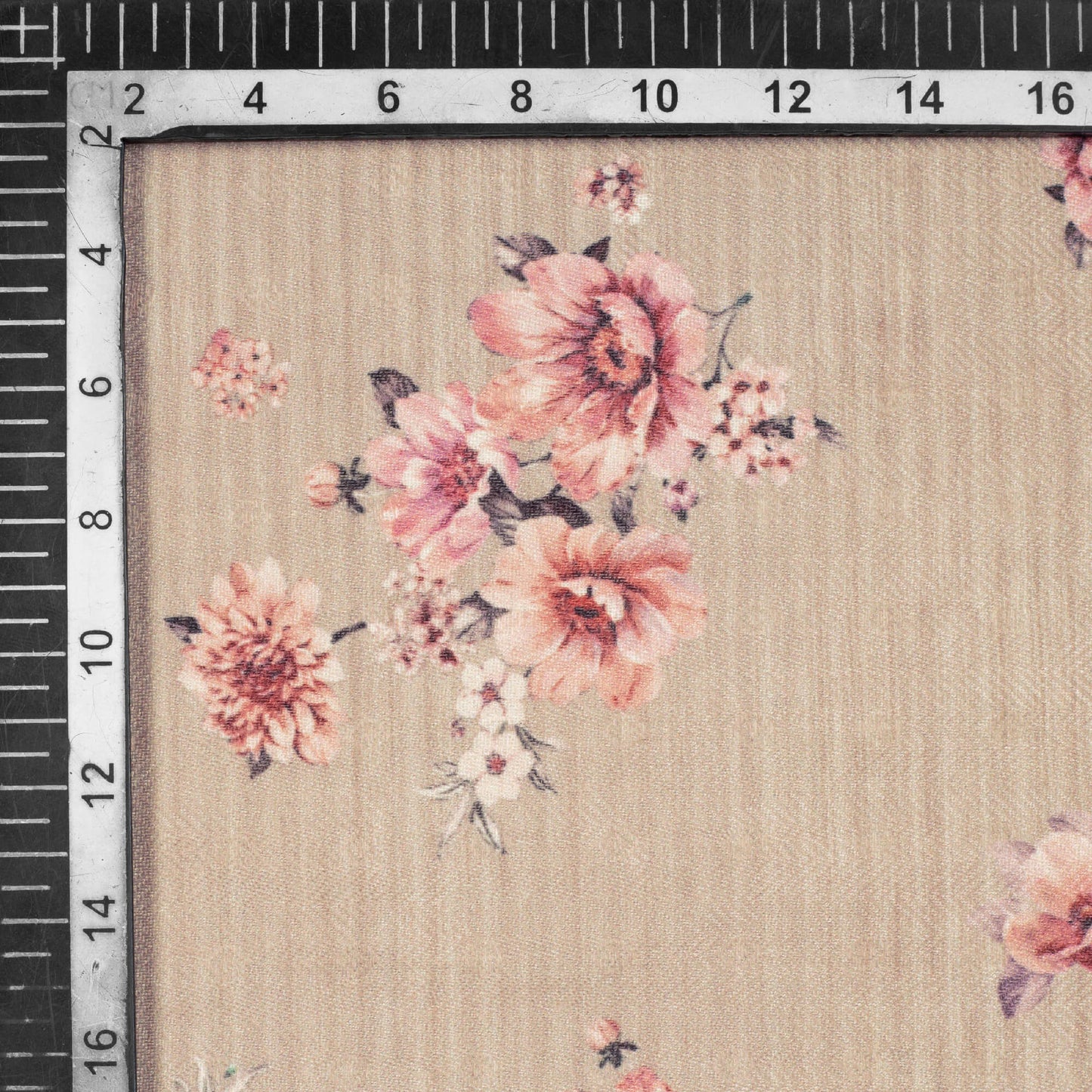 Taupe Beige And Maroon Floral Pattern Digital Print Elegant Blend Pashmina Fabric