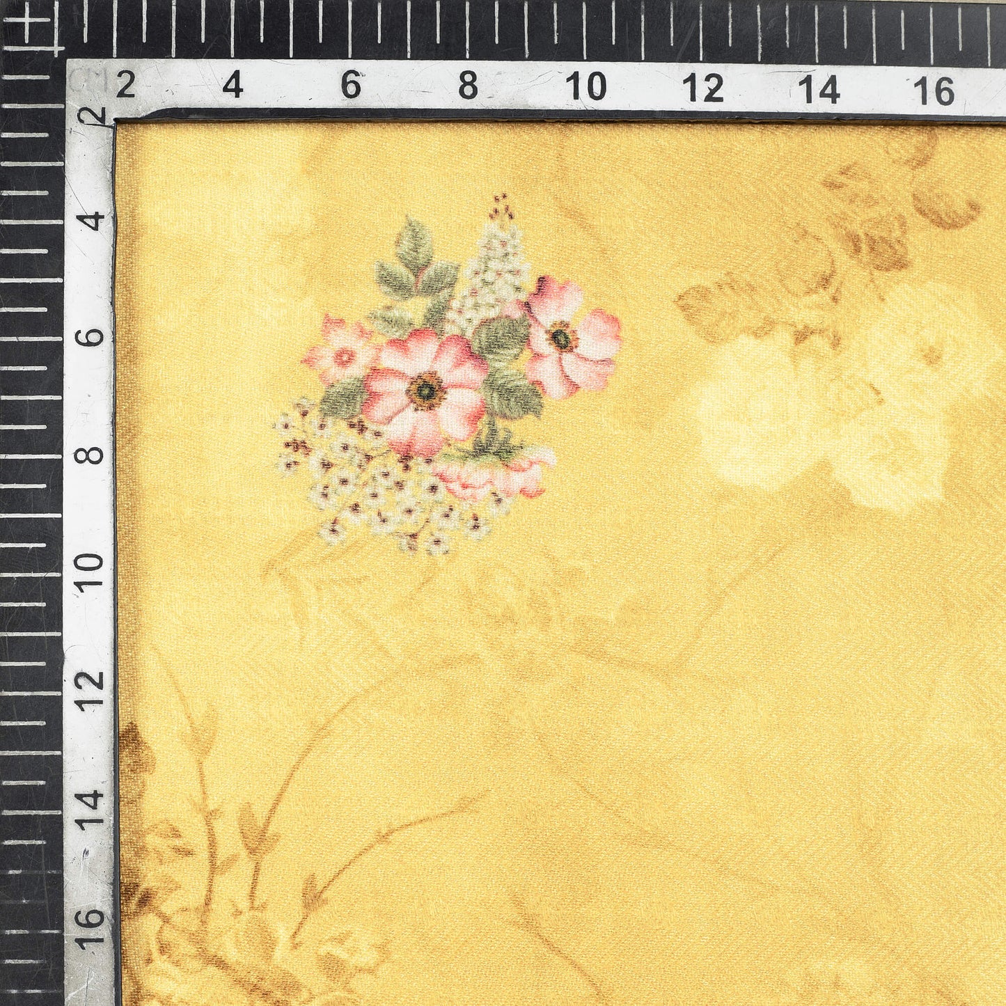 Medallion Yellow Floral Pattern Digital Print Elegant Blend Pashmina Fabric - Fabcurate