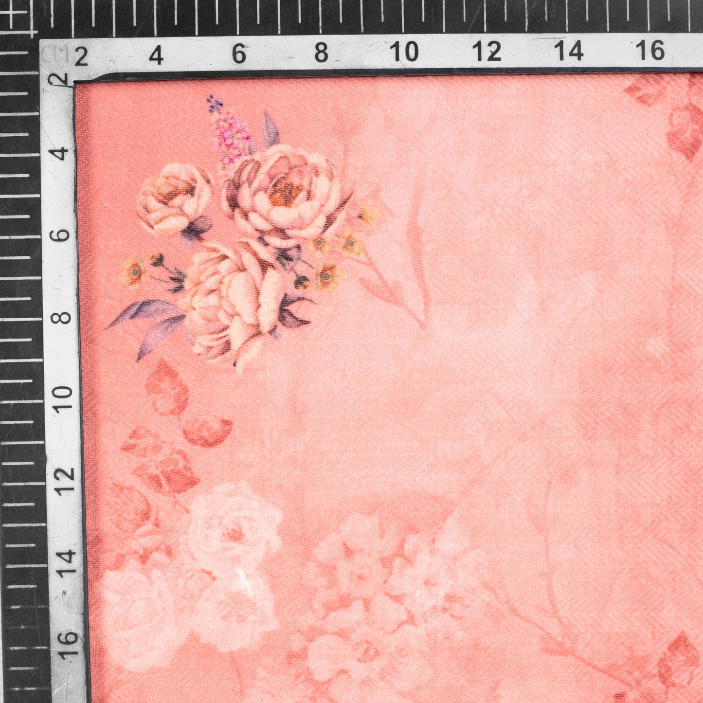 Brick Pink Floral Pattern Digital Print Elegant Blend Pashmina Fabric - Fabcurate