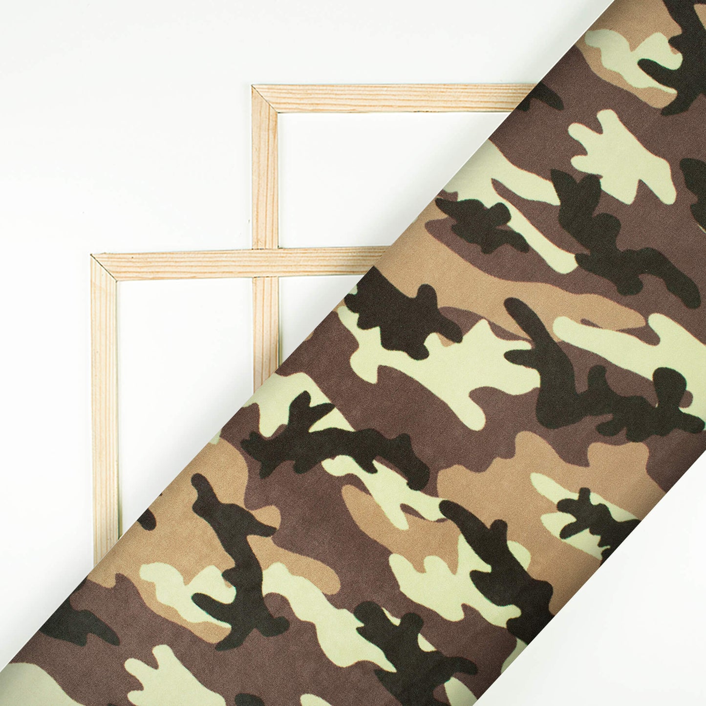 Brown And Black Camouflage Digital Print Ultra Premium Butter Crepe Fabric - Fabcurate