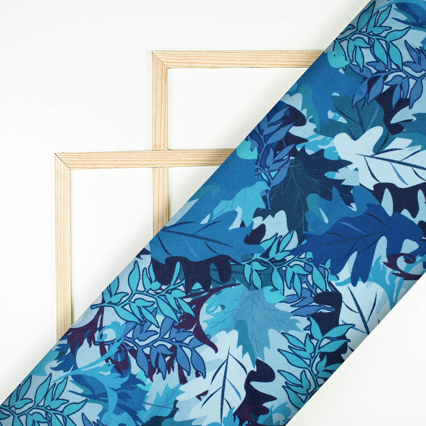 Bondi Blue And Black Camouflage Digital Print Ultra Premium Butter Crepe Fabric - Fabcurate