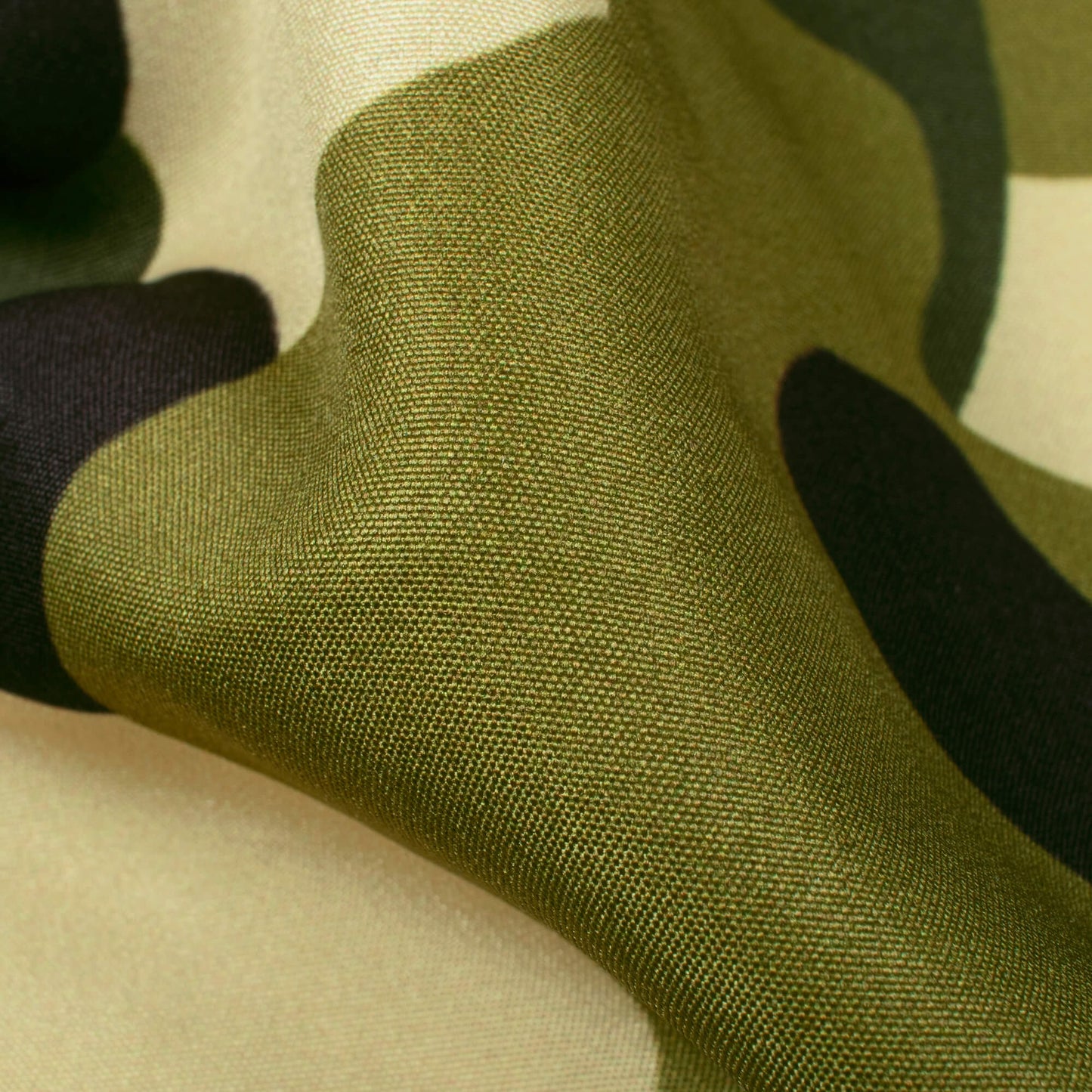 Army Green And Black Camouflage Digital Print Ultra Premium Butter Crepe Fabric - Fabcurate