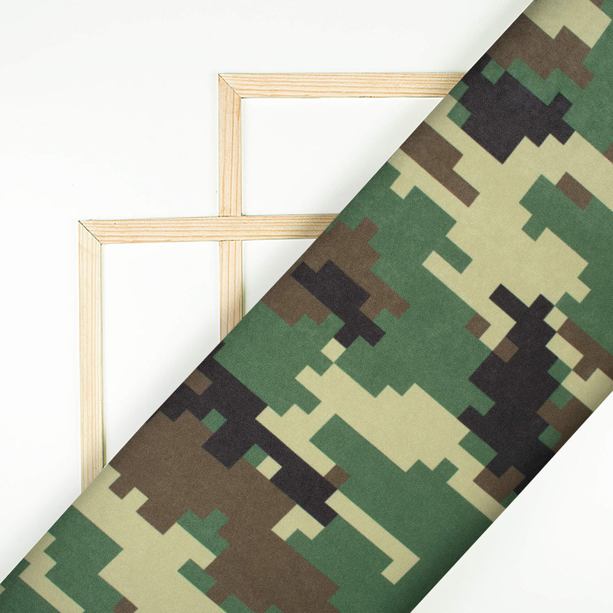 Hunter Green And Black Camouflage Digital Print Ultra Premium Butter Crepe Fabric - Fabcurate