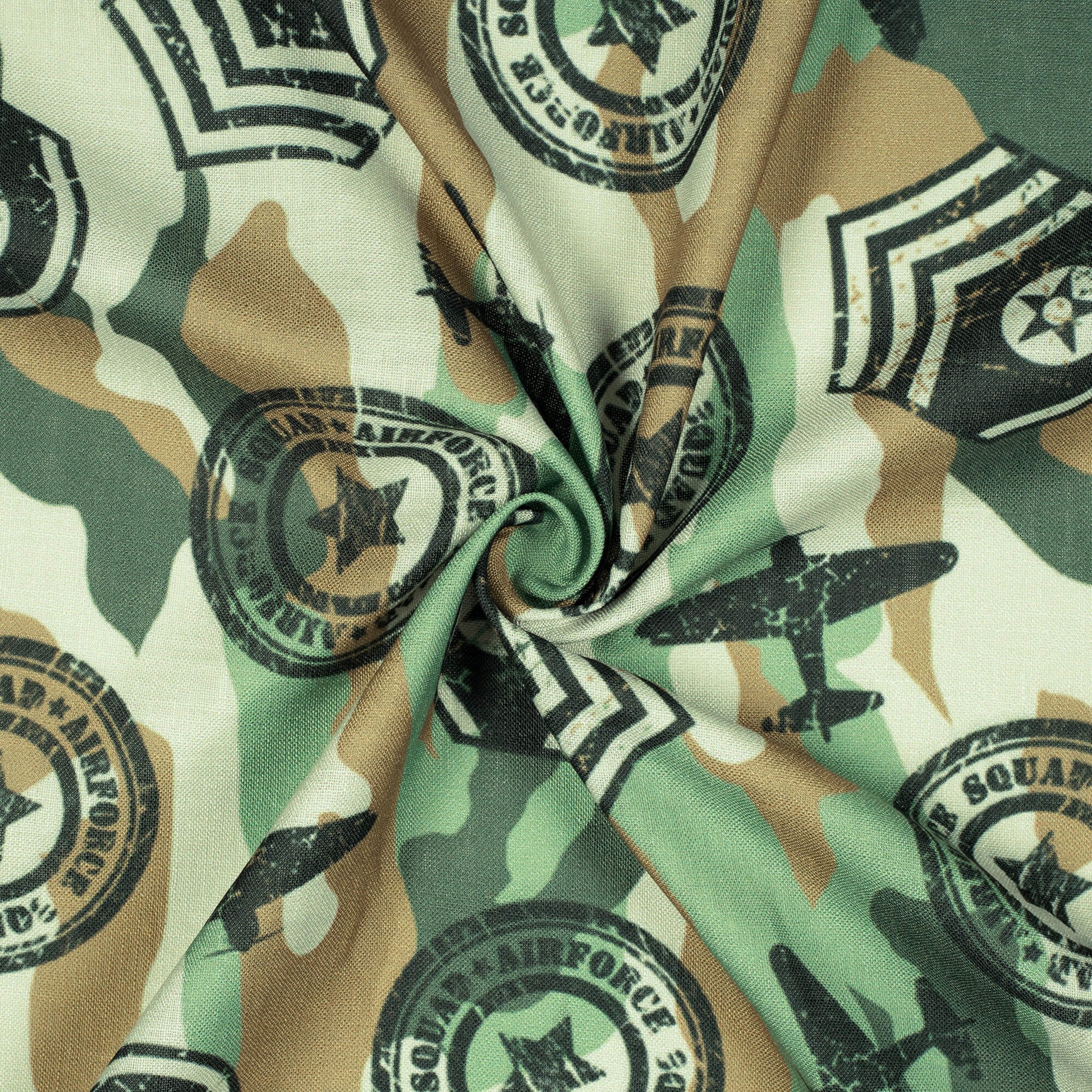 Army Green And Black Camouflage Digital Print Linen Textured Fabric (Width 56 Inches) - Fabcurate