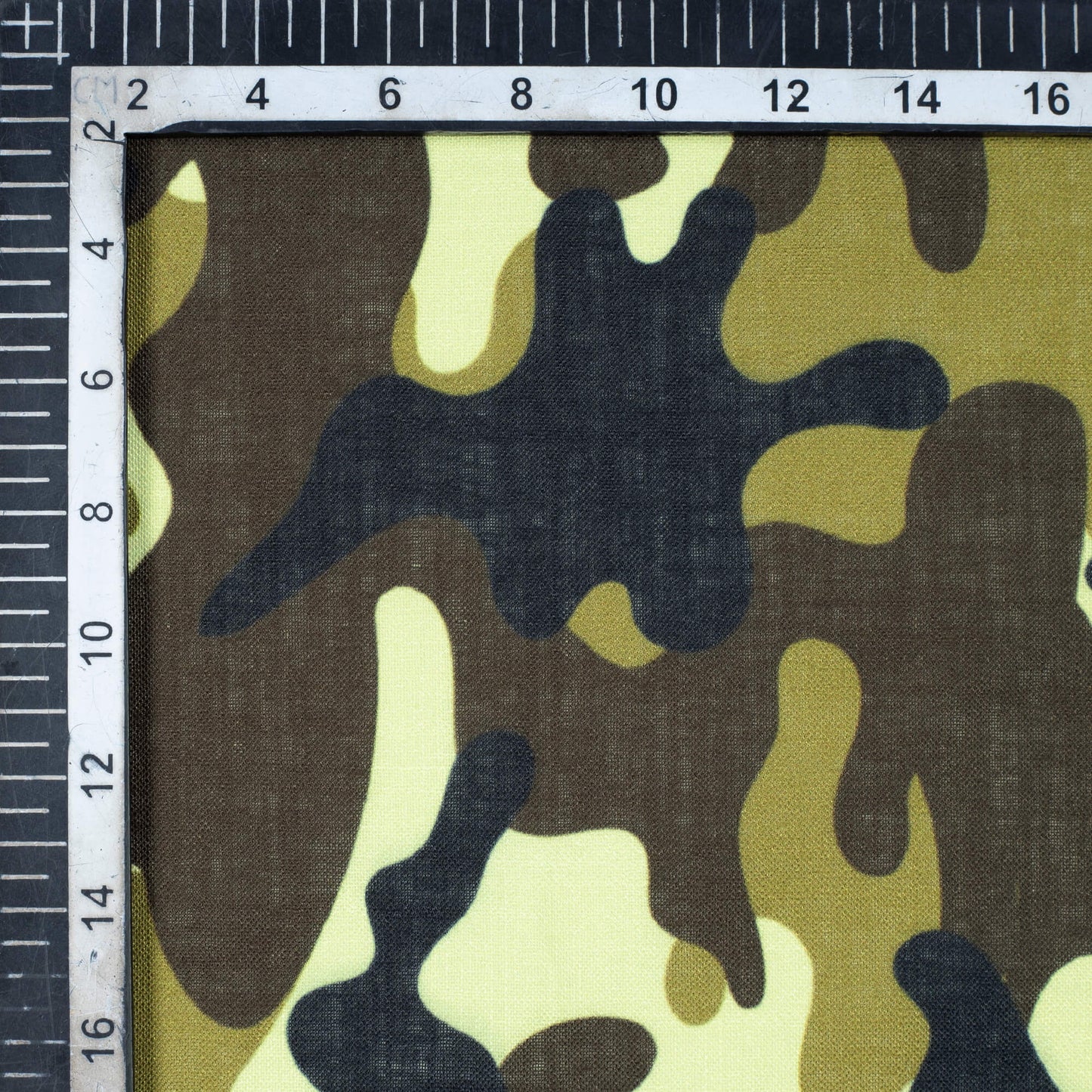 Brown And Cream Camouflage Digital Print Linen Textured Fabric (Width 56 Inches) - Fabcurate