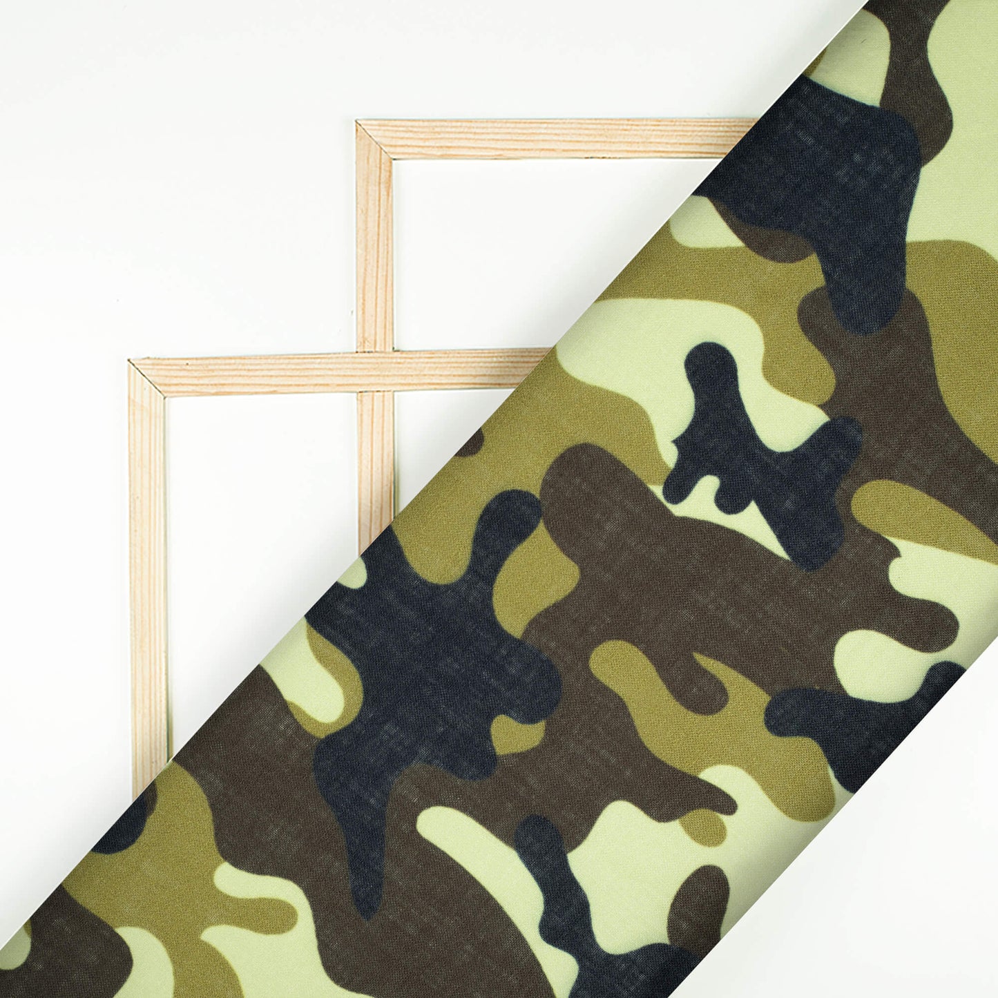 Brown And Cream Camouflage Digital Print Linen Textured Fabric (Width 56 Inches) - Fabcurate