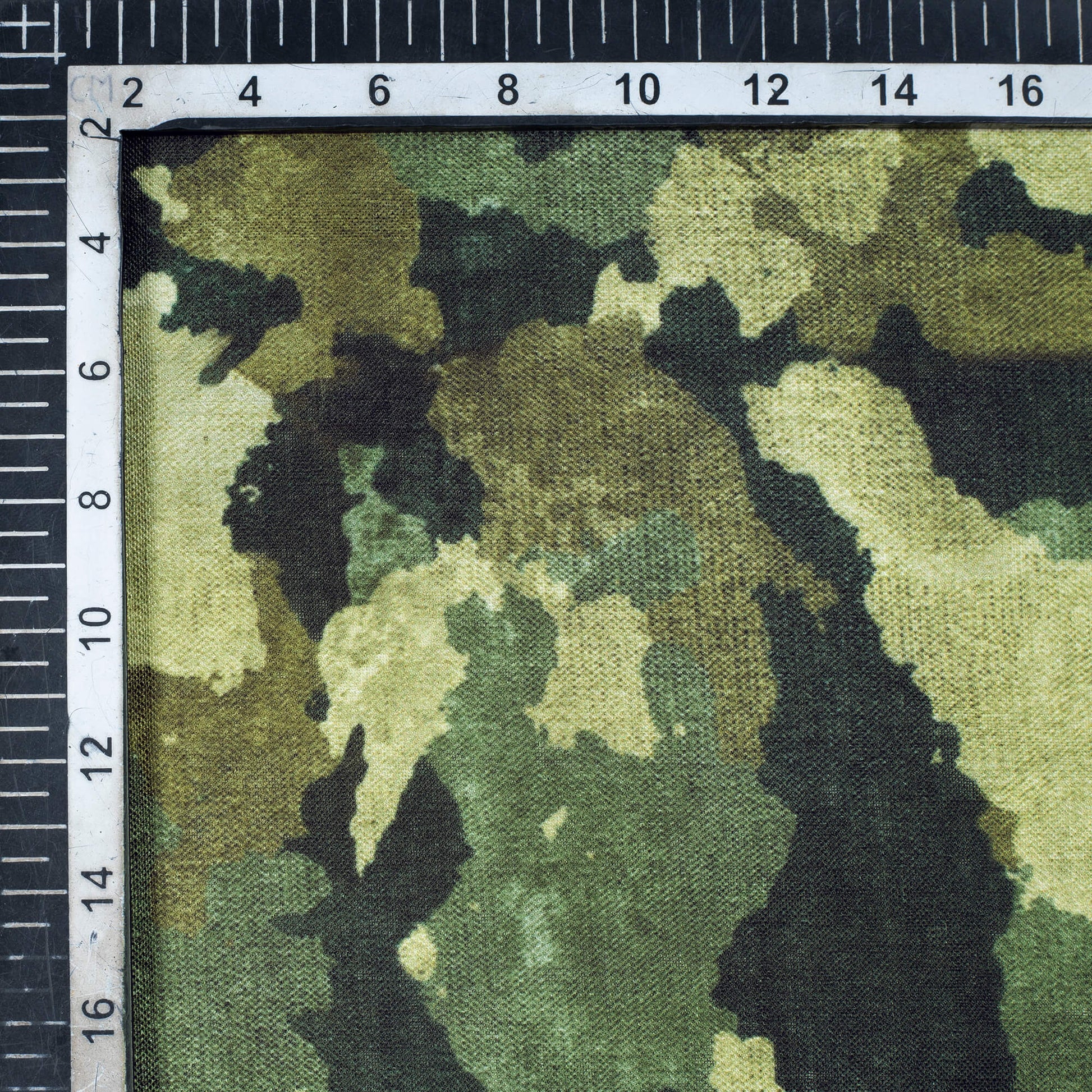 Army Green And Black Camouflage Digital Print Linen Textured Fabric (Width 56 Inches) - Fabcurate