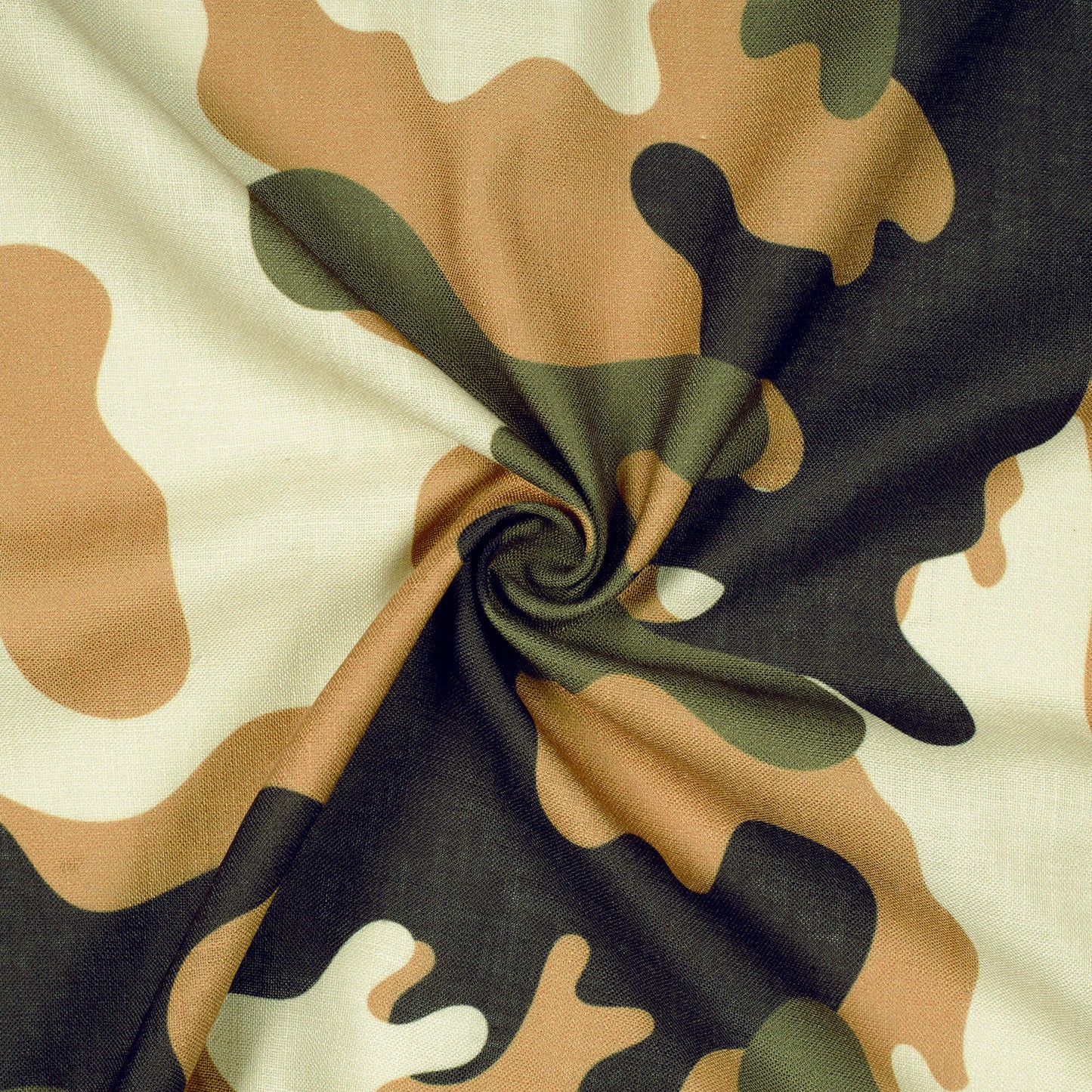 Black And Pecan Brown Camouflage Digital Print Linen Textured Fabric (Width 56 Inches) - Fabcurate