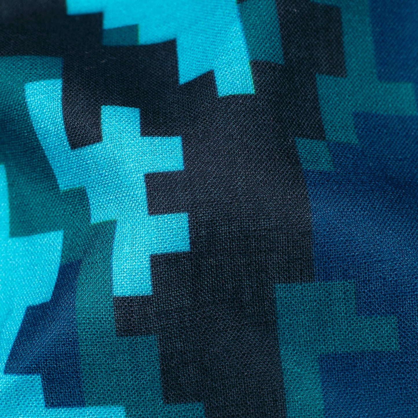 Peacock Green And Sky Blue Camouflage Digital Print Linen Textured Fabric (Width 56 Inches) - Fabcurate