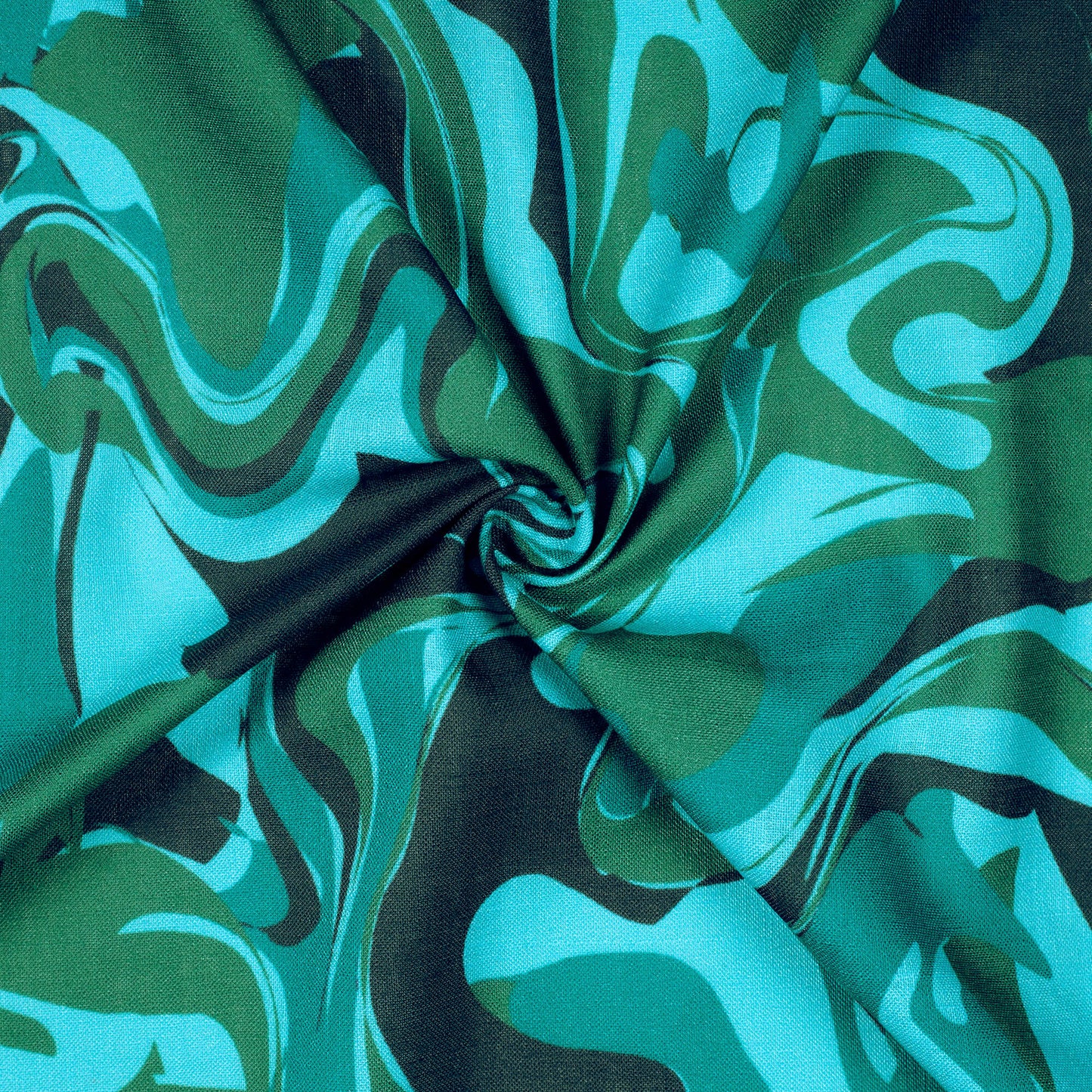 Turquoise And Army Green Camouflage Digital Print Linen Textured Fabric (Width 56 Inches) - Fabcurate