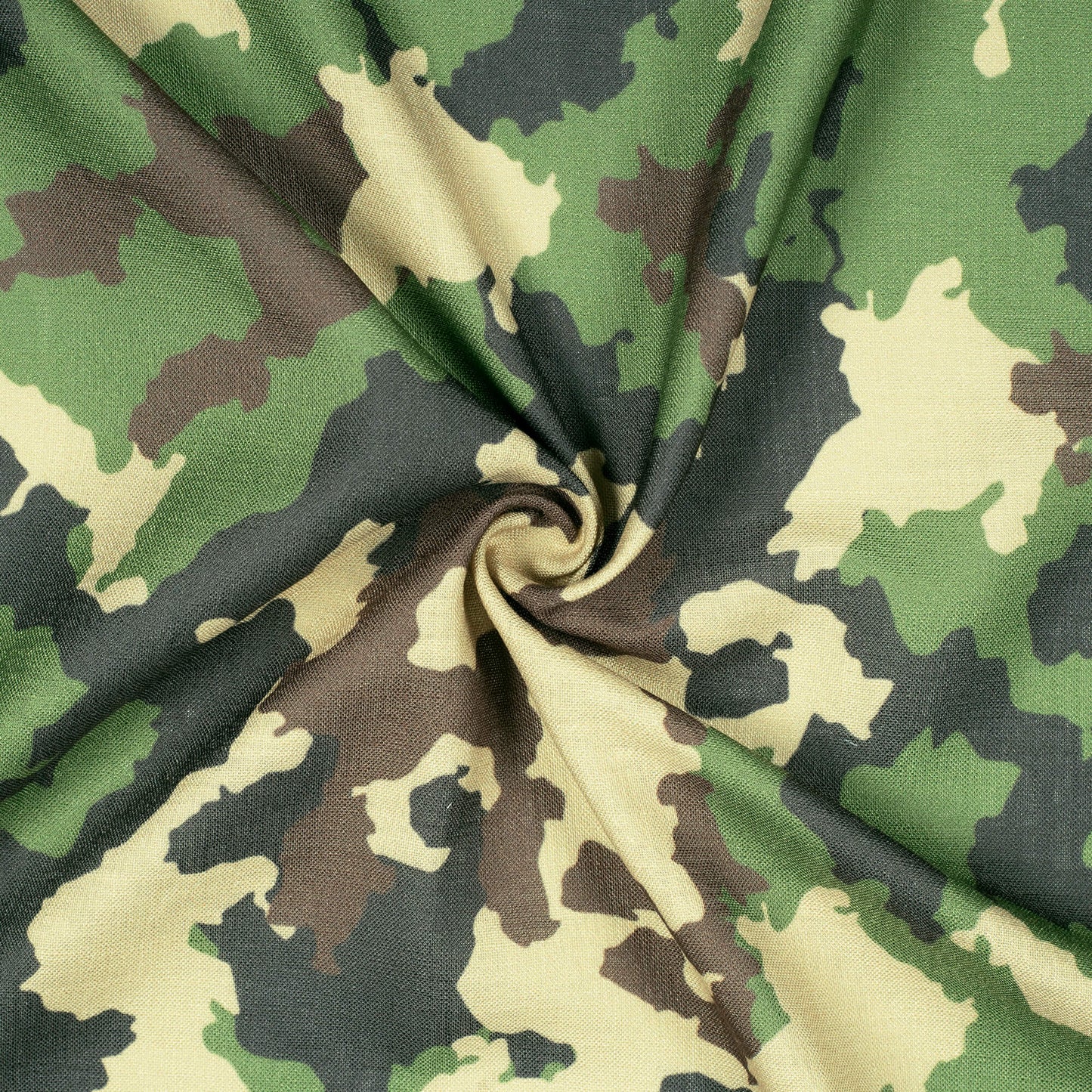 Army Green And Sepia Beige Camouflage Digital Print Linen Textured Fabric (Width 56 Inches) - Fabcurate