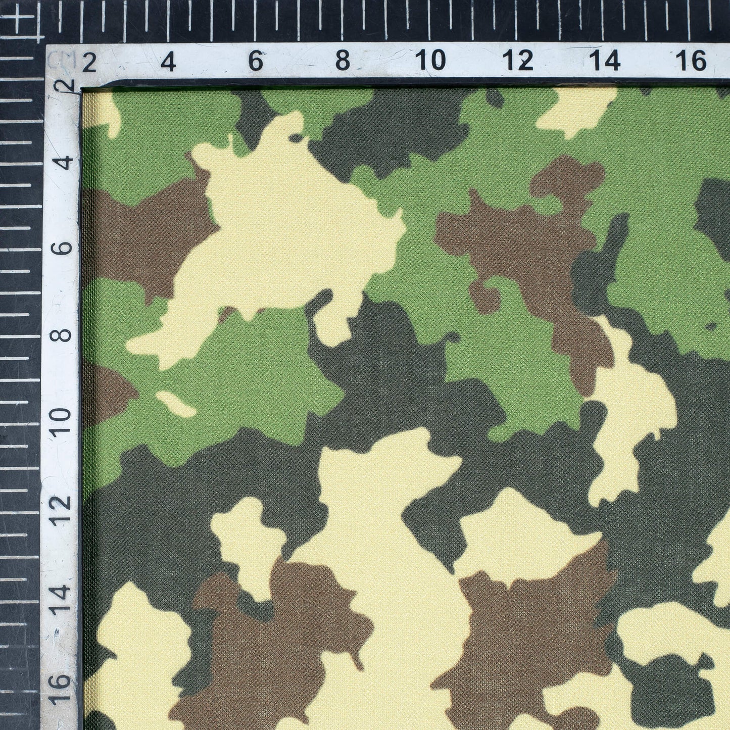 Army Green And Sepia Beige Camouflage Digital Print Linen Textured Fabric (Width 56 Inches) - Fabcurate