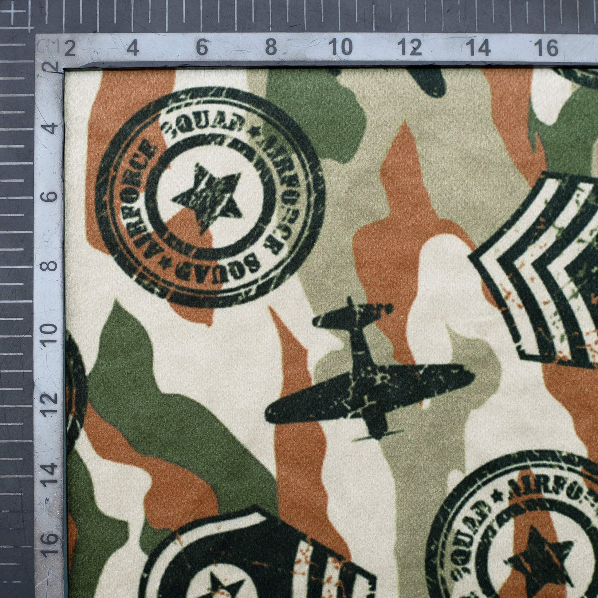 Pecan Brown And Army Green Camouflage Digital Print Velvet Fabric (Width 54 Inches) - Fabcurate