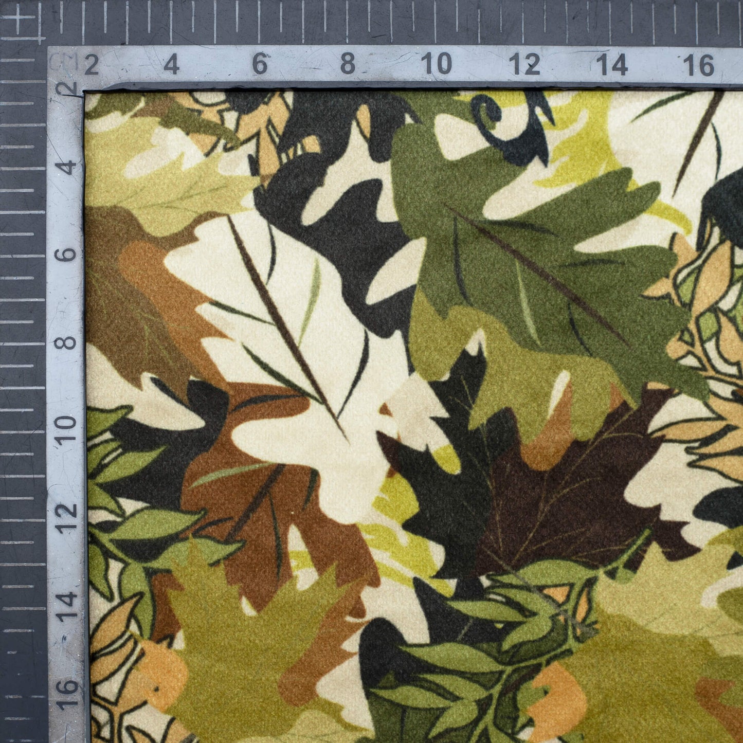 Olive Green Camouflage Digital Print Velvet Fabric (Width 54 Inches) - Fabcurate