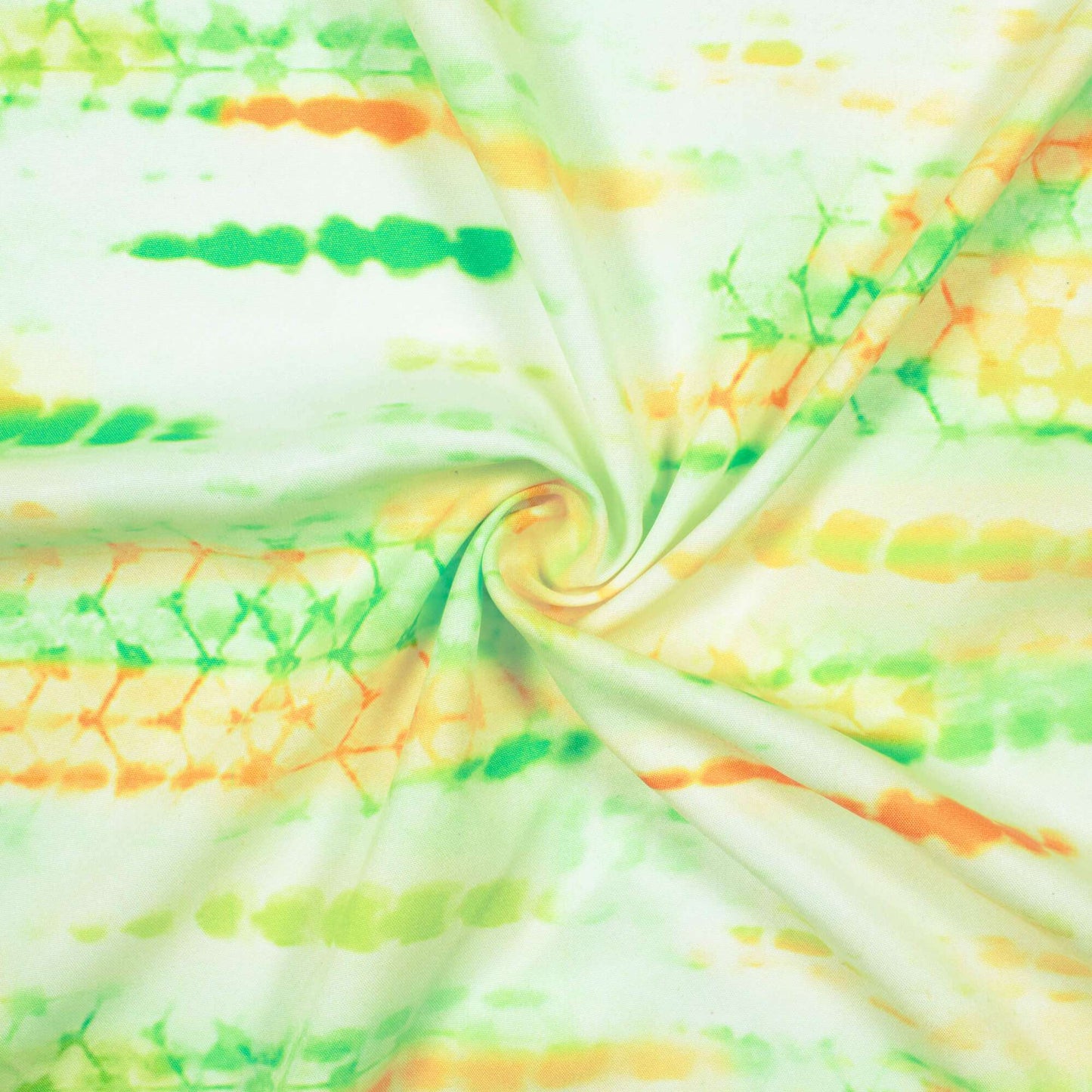 Tri-Color Shibori Pattern Digital Print Ultra Premium Butter Crepe Fabric - Fabcurate