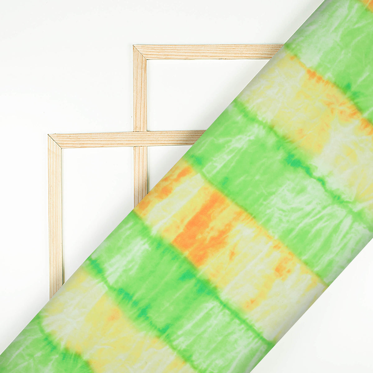 Tri-Color Tie & Dye Pattern Digital Print Ultra Premium Butter Crepe Fabric - Fabcurate