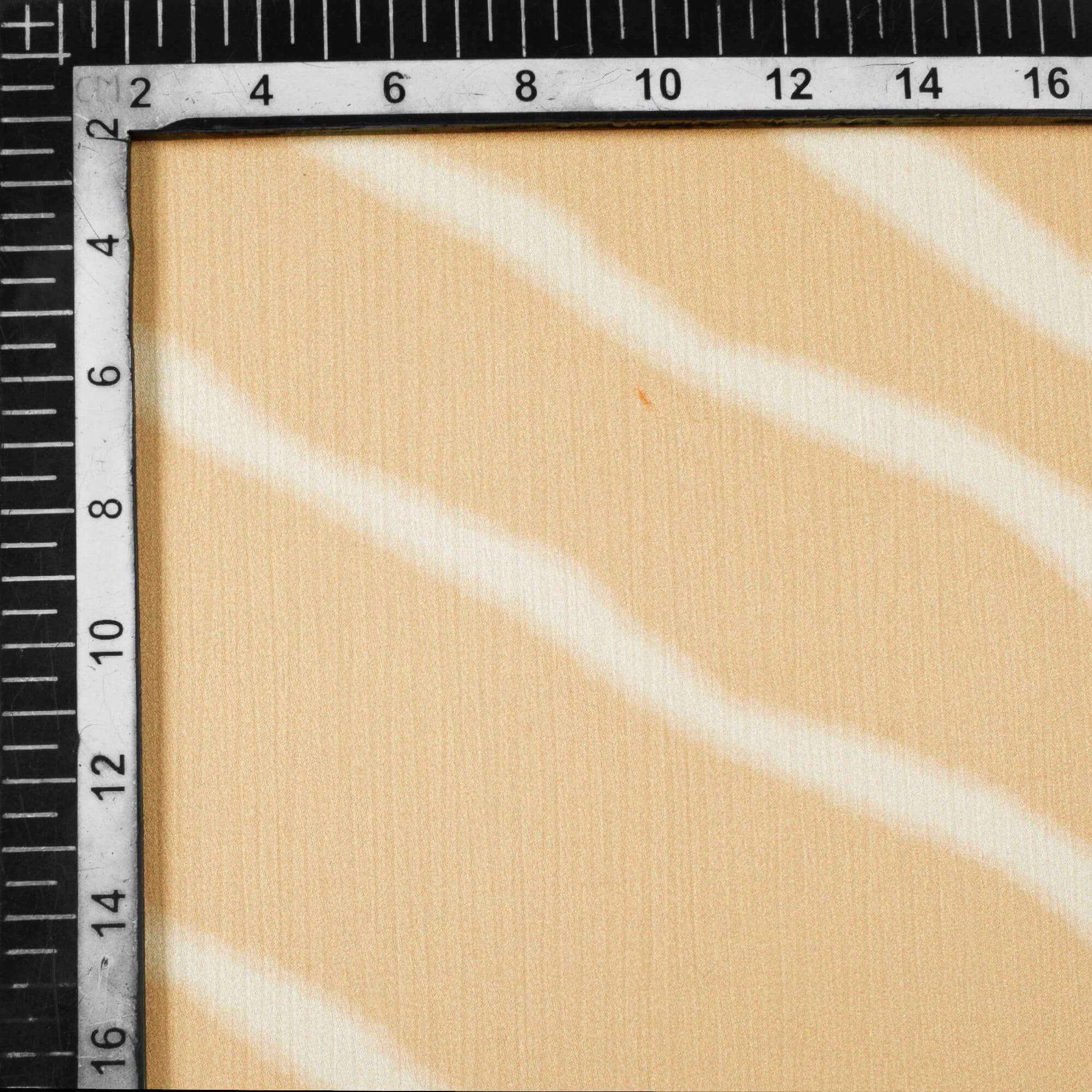 Beige And Cream Leheriya Pattern Digital Print Chiffon Satin Fabric - Fabcurate