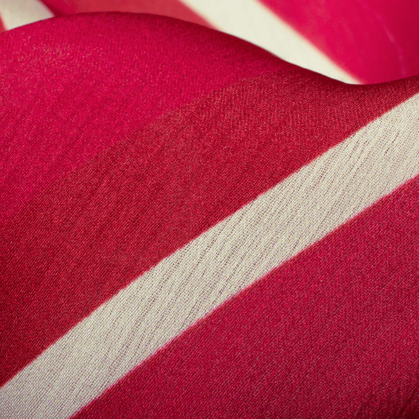 Red And Cream Chevron Pattern Digital Print Chiffon Satin Fabric - Fabcurate