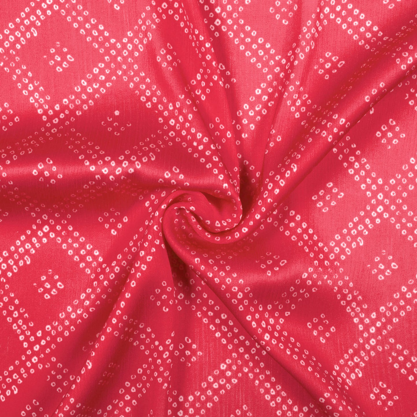 Magenta Pink And White Bandhani Pattern Digital Print Chiffon Satin Fabric