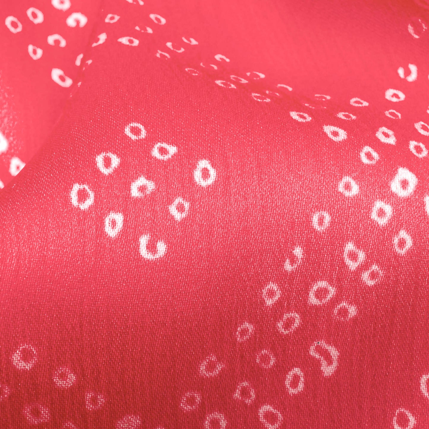 Magenta Pink And White Bandhanii Pattern Digital Print Chiffon Satin Fabric