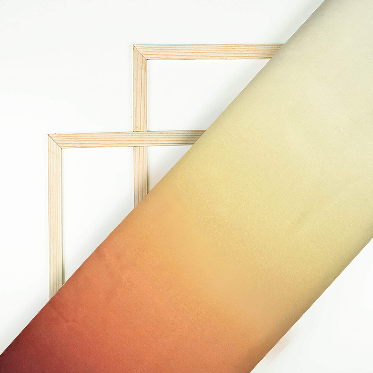 Brown And Ivory Cream Ombre Pattern Digital Print Chiffon Satin Fabric - Fabcurate