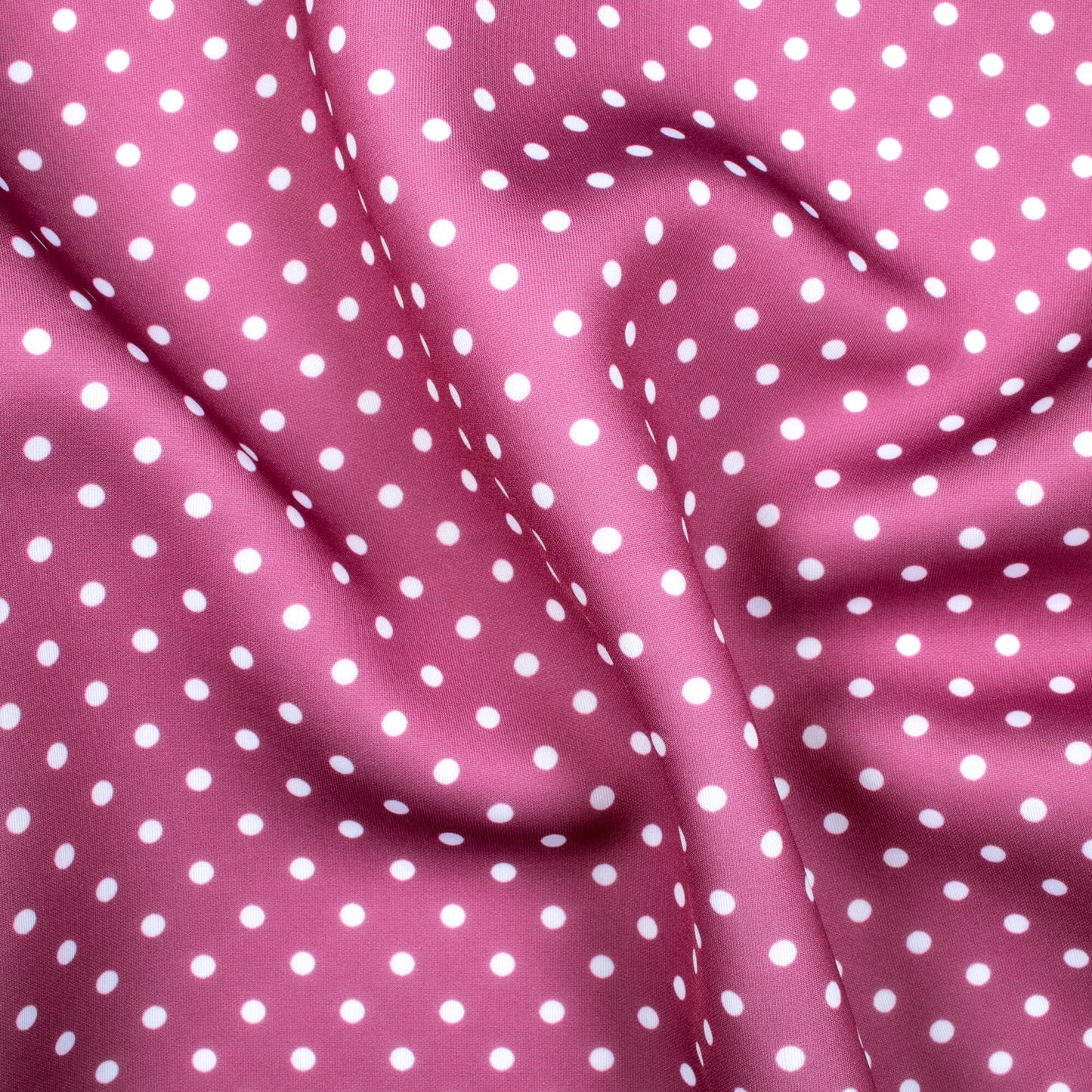 Ruby Purple And White Polka Dots Pattern Digital Print Spongy Scuba Fabric (Width 60 Inches) - Fabcurate